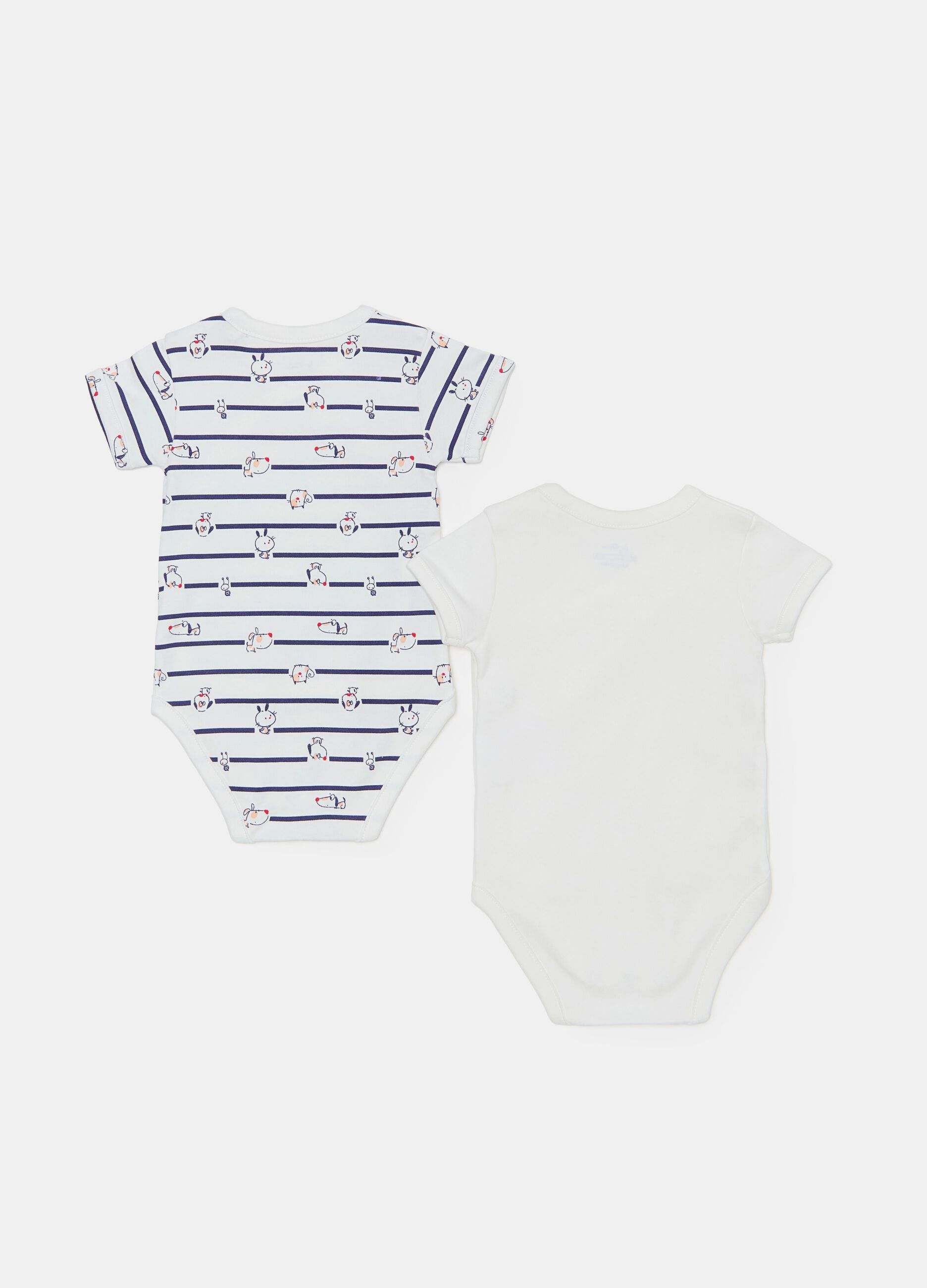 Two-pack organic cotton bodysuits with short sleeves