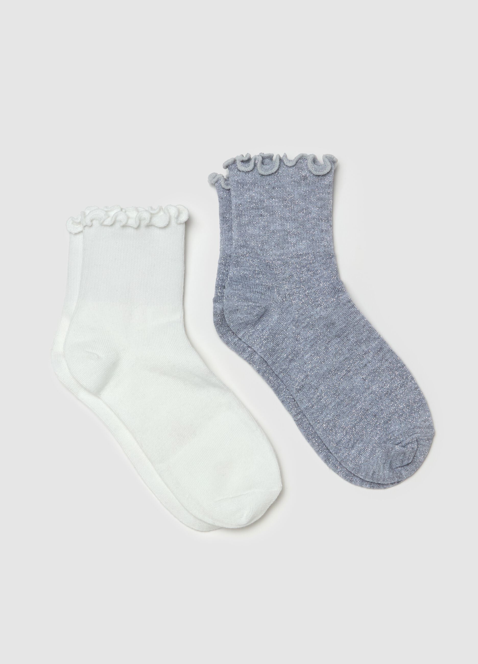 Two-pair pack short stretch socks with lurex