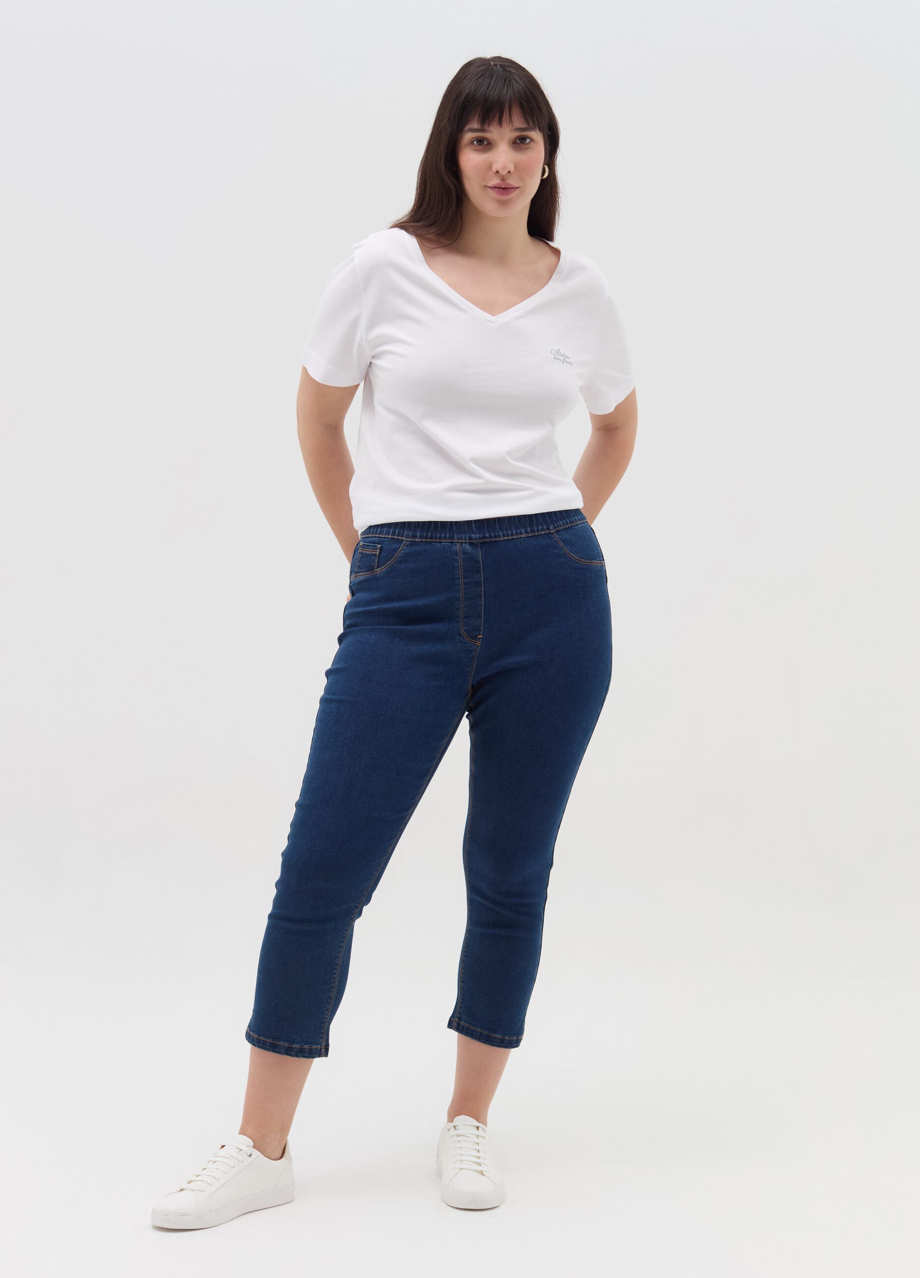 Jeggings crop con spacchetti Curvy