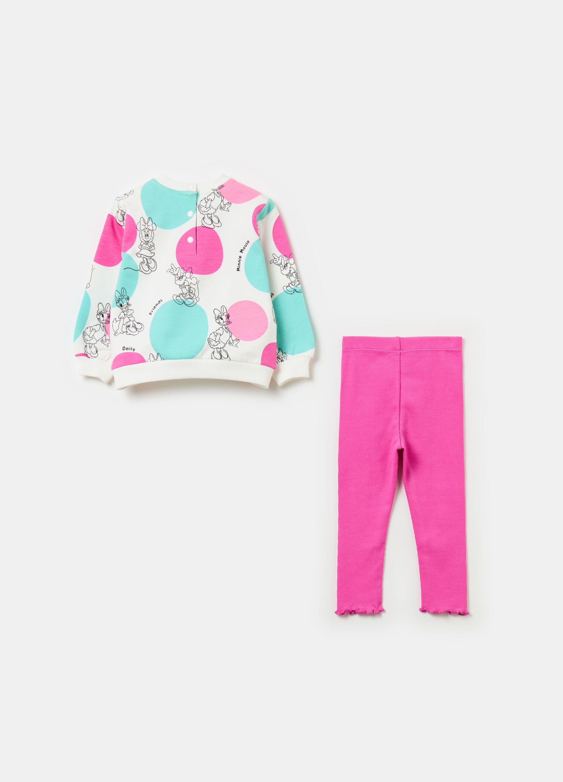 Jogging set in fleece with Minnie Mouse and Daisy Duck print