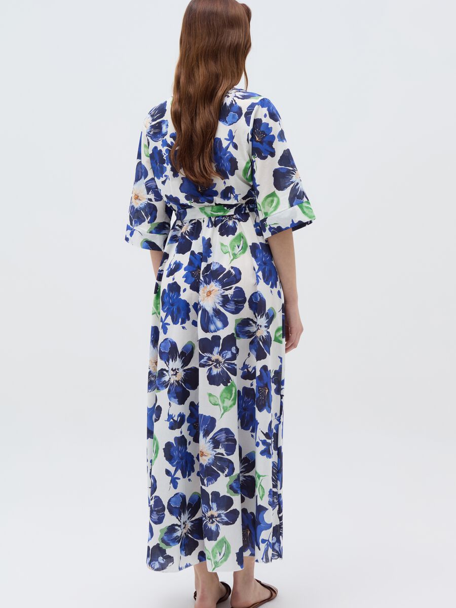 Long dress with floral pattern and belt_2