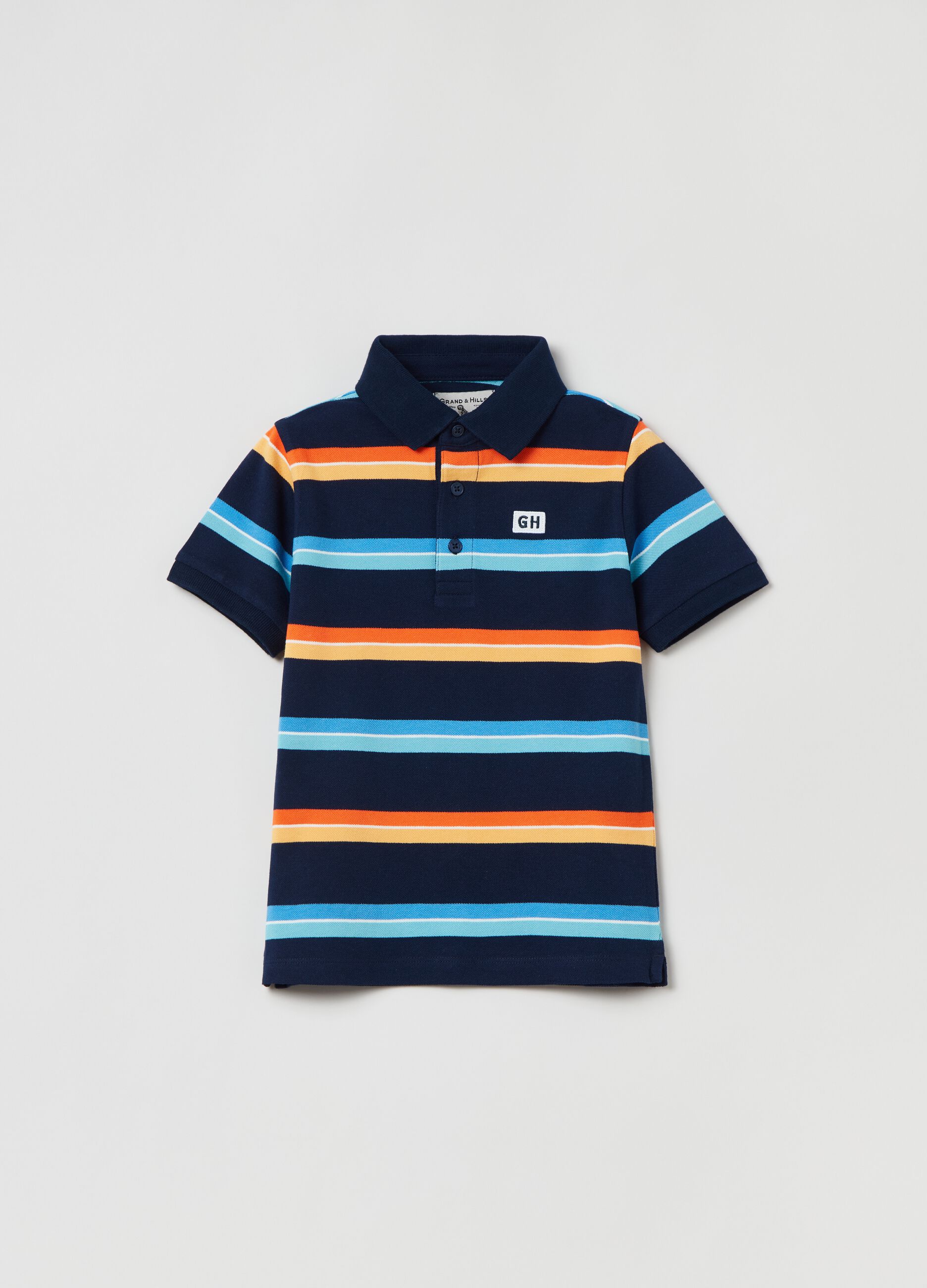 Grand&Hills striped pique polo shirt