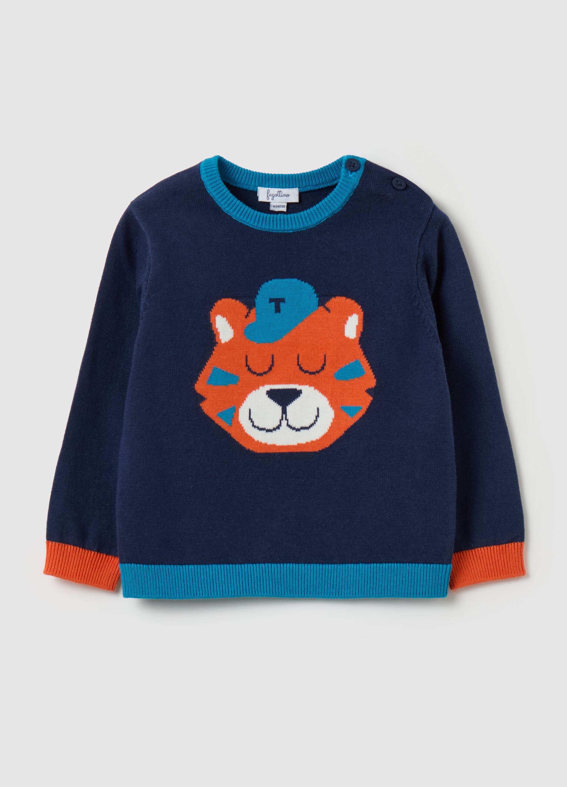 Cotton pullover with tiger design