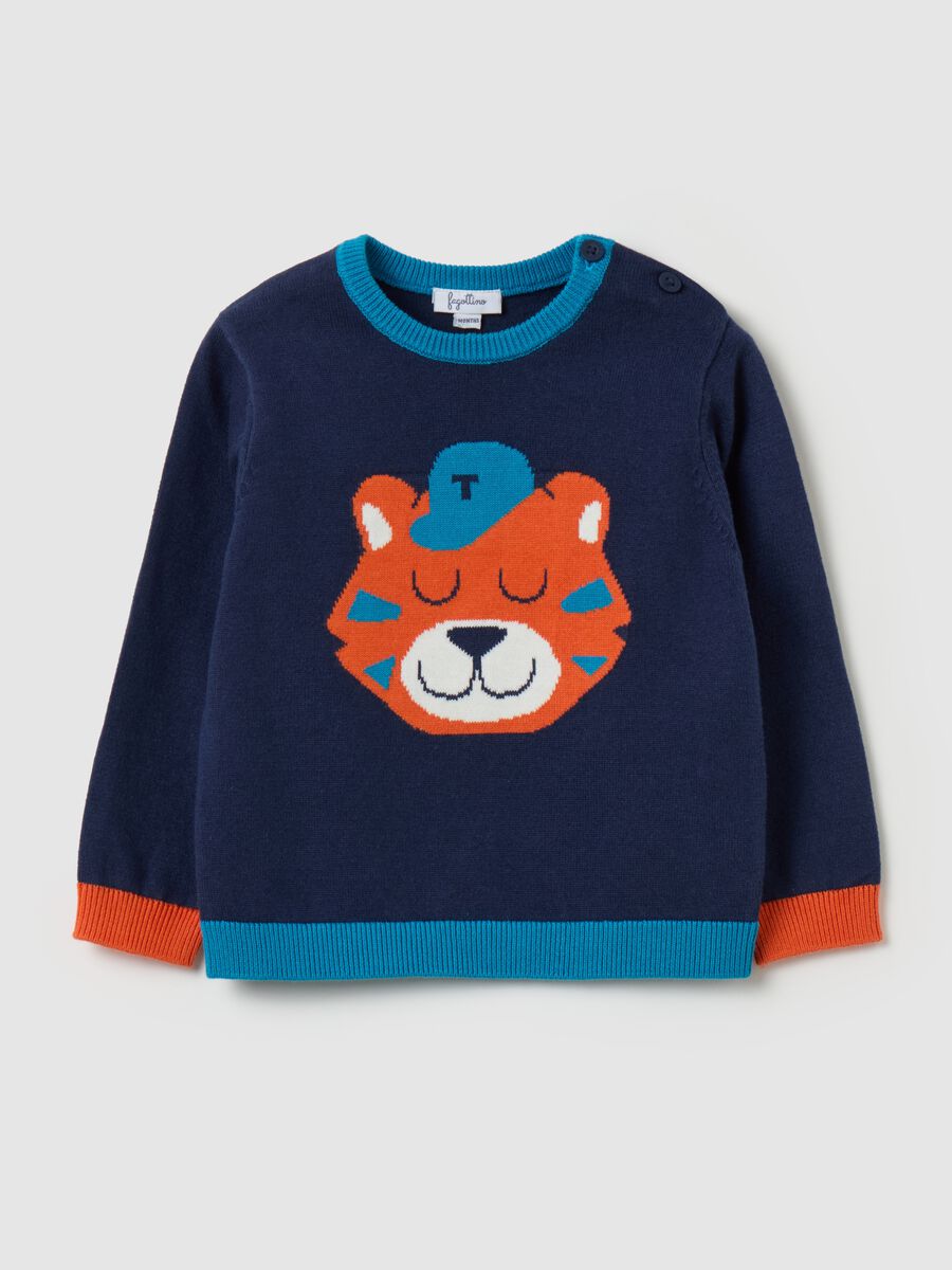 Cotton pullover with tiger design_0