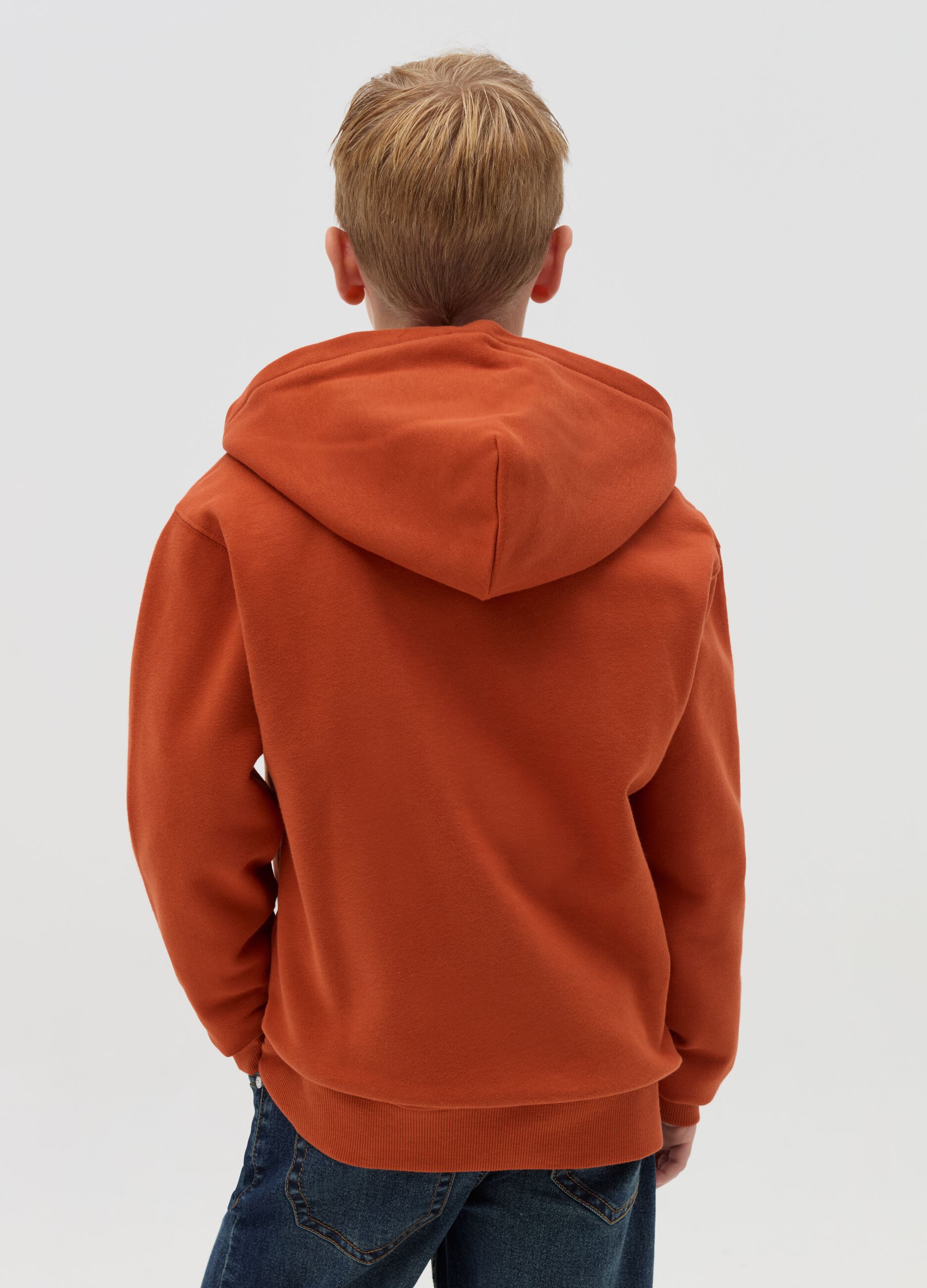 Essential full-zip sweatshirt in fleece with hood