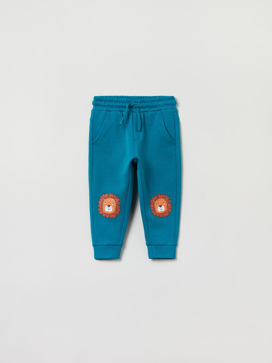 Fleece joggers with drawstring and print_0