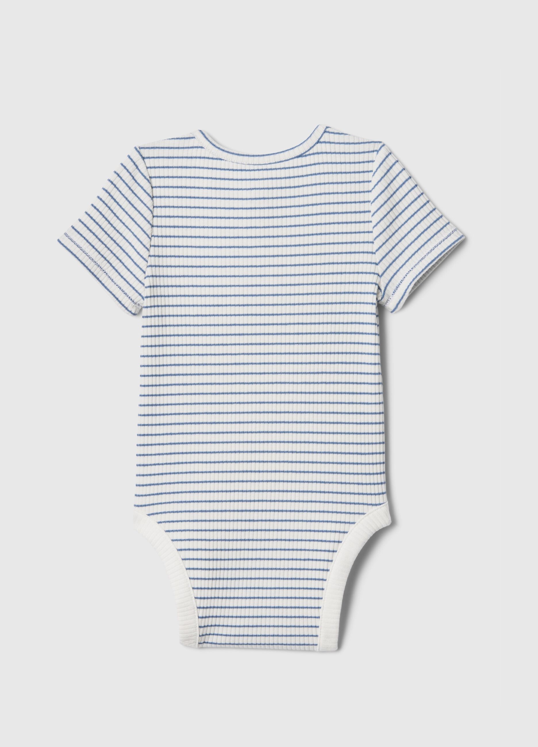 Bodysuit with striped pattern and teddy bear embroidery