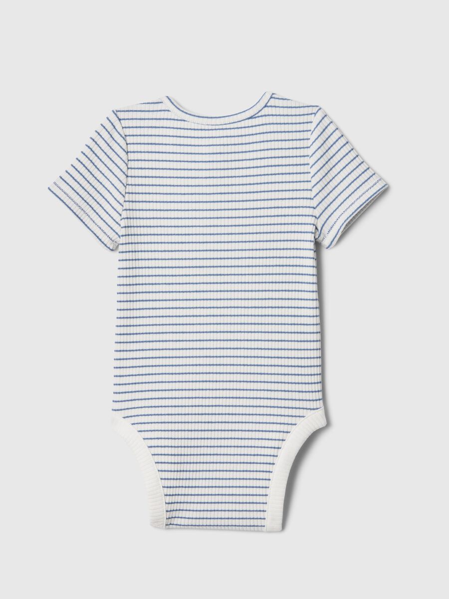Bodysuit with striped pattern and teddy bear embroidery_1