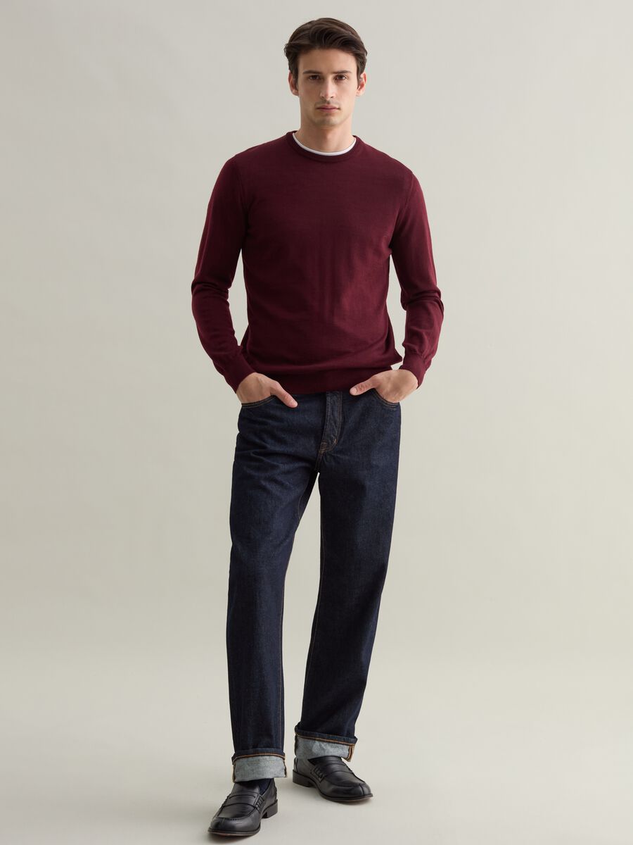 Merino wool pullover with round neck_0