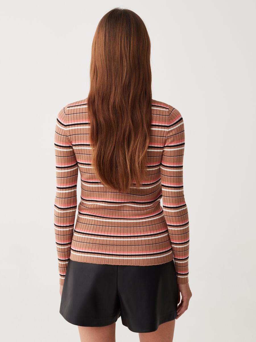 Multicoloured striped pullover with mock neck_2