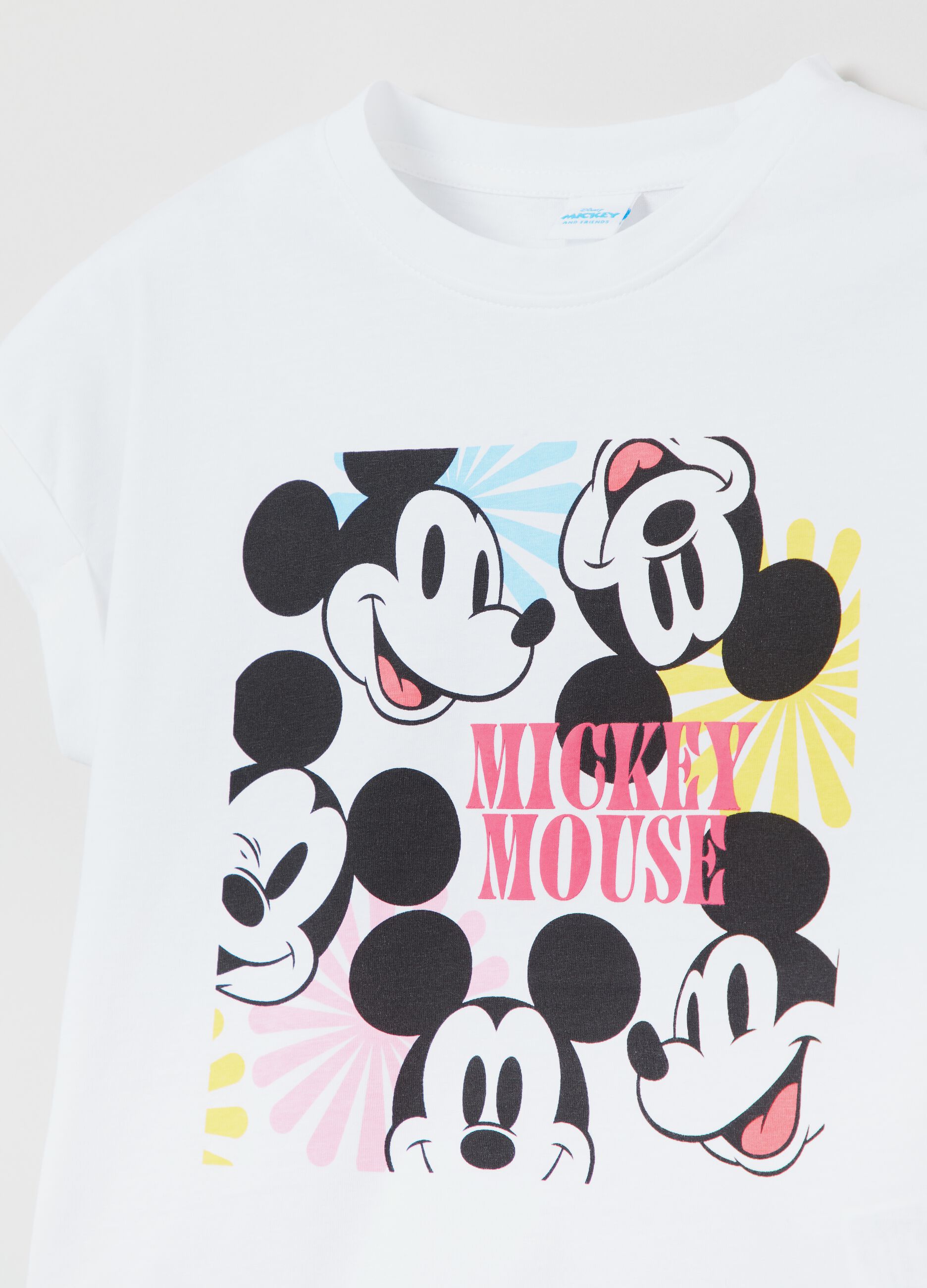 Cropped T-shirt with Disney Mickey Mouse print