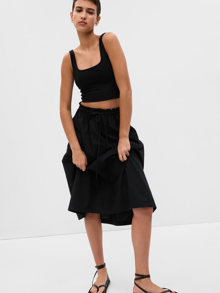 Paper bag midi skirt with drawstring_0