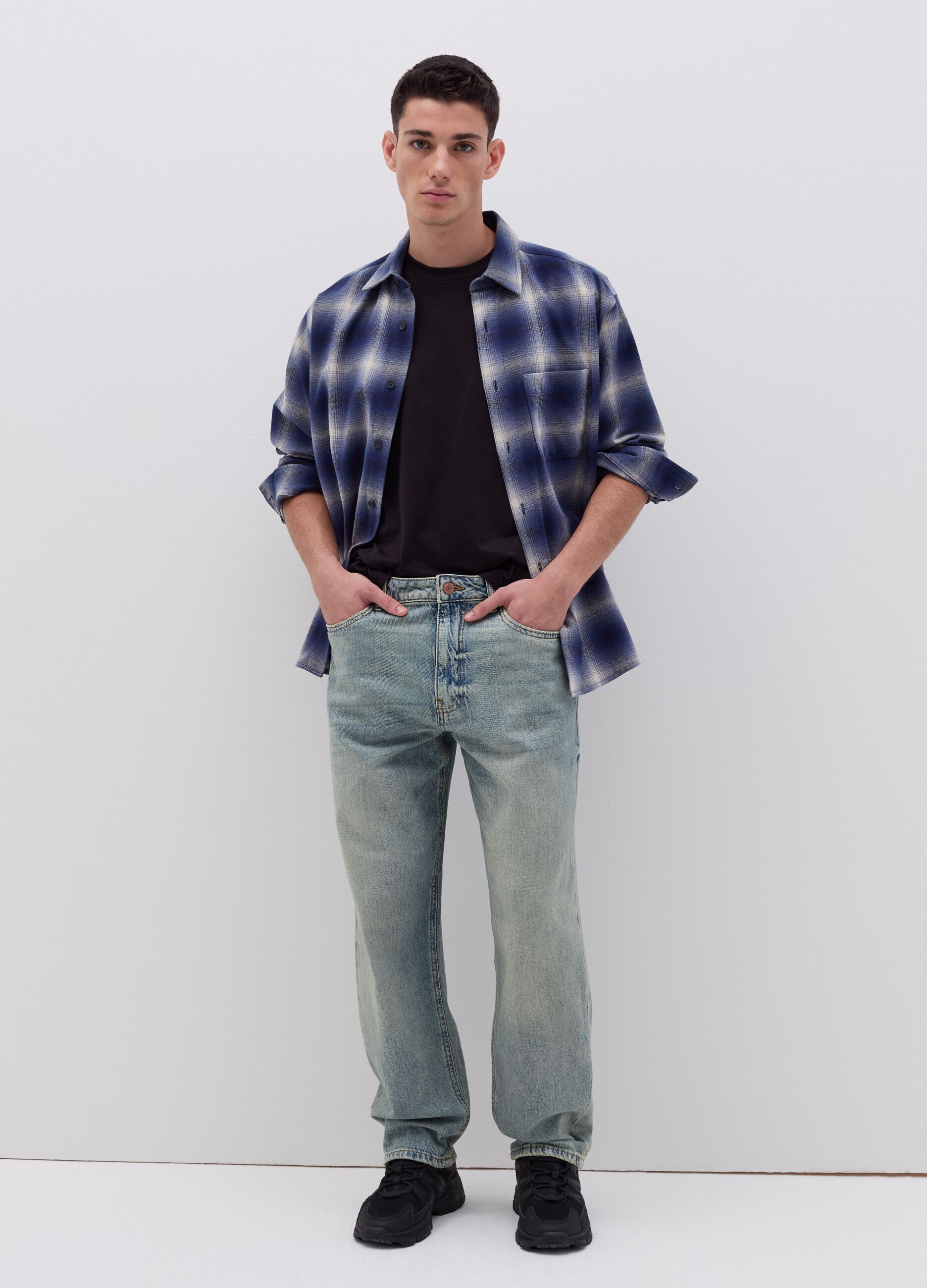 Regular-fit shirt in check flannel