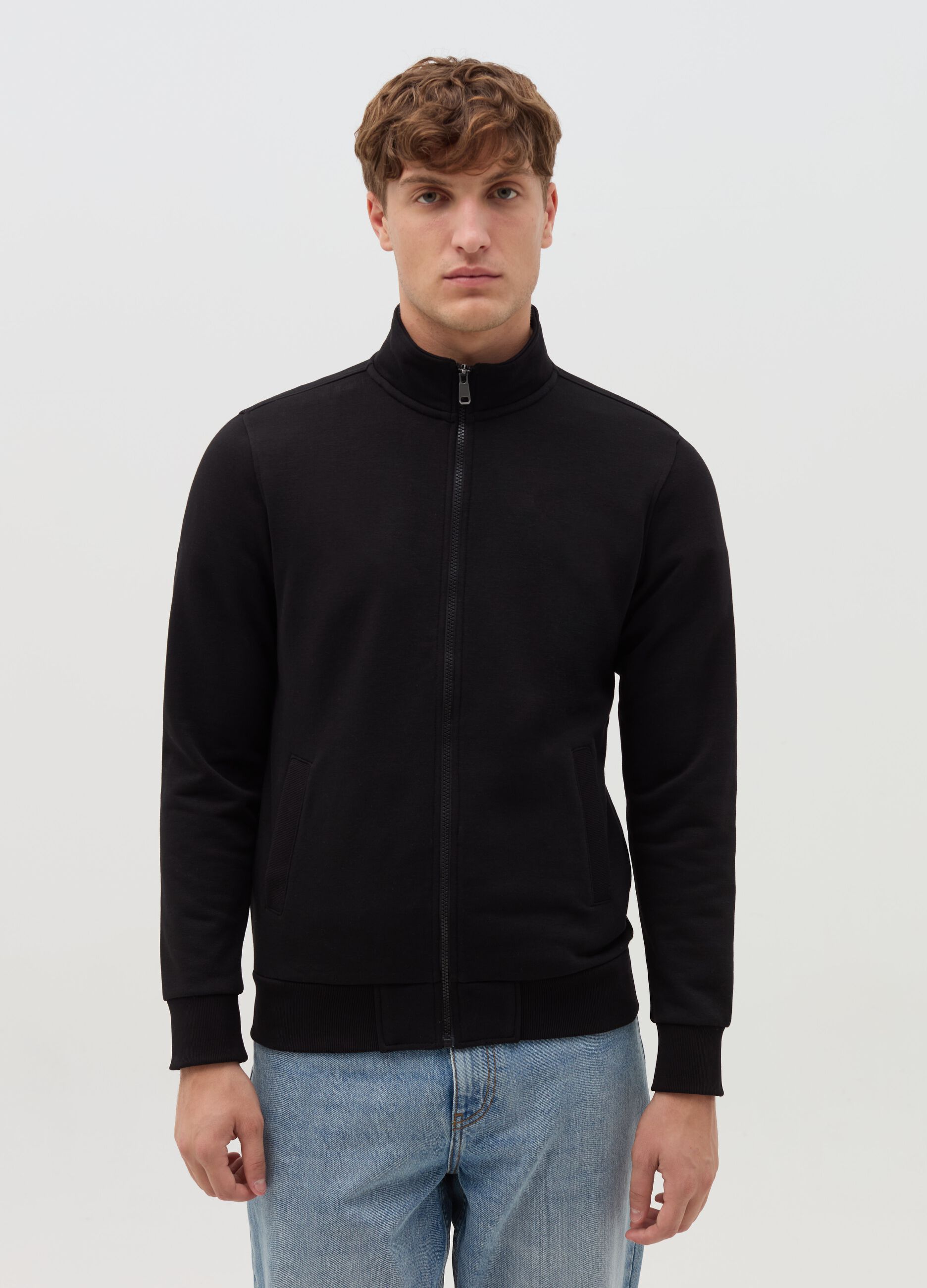 Full-zip in French Terry a collo alto