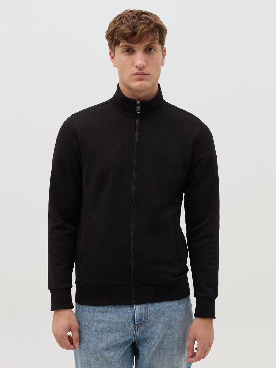 Full-zip in French Terry a collo alto_1