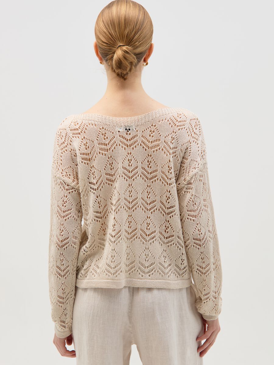Pullover with openwork geometric weave_1