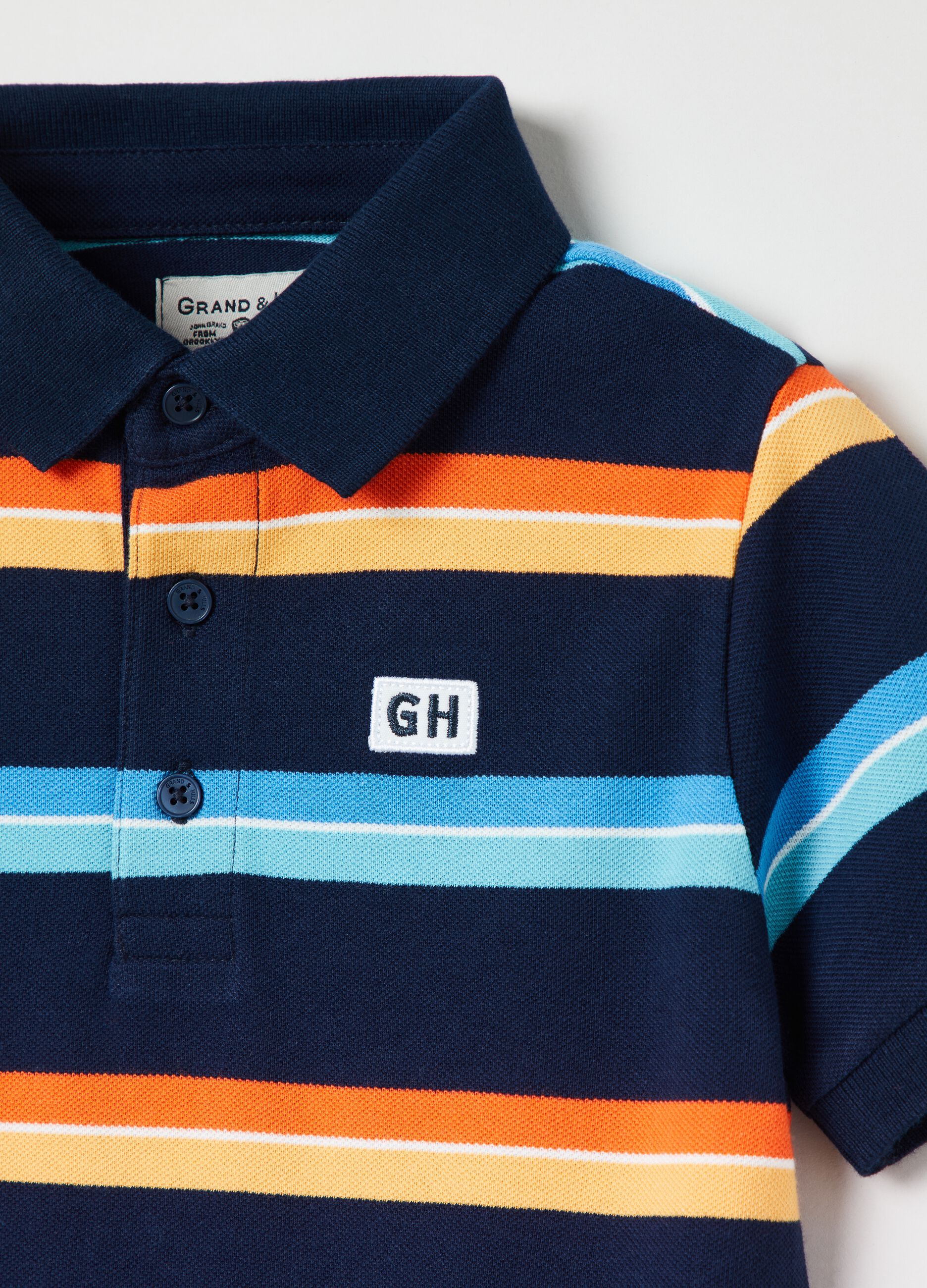 Grand&Hills striped pique polo shirt