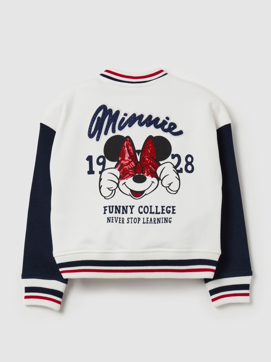 Felpa varsity con stampa Minnie e strass_1