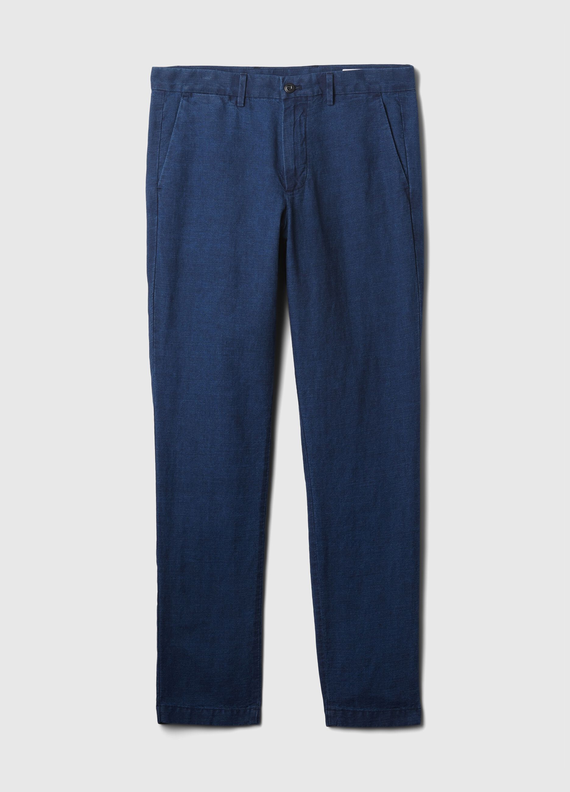 Slim-fit chino trousers in linen and cotton