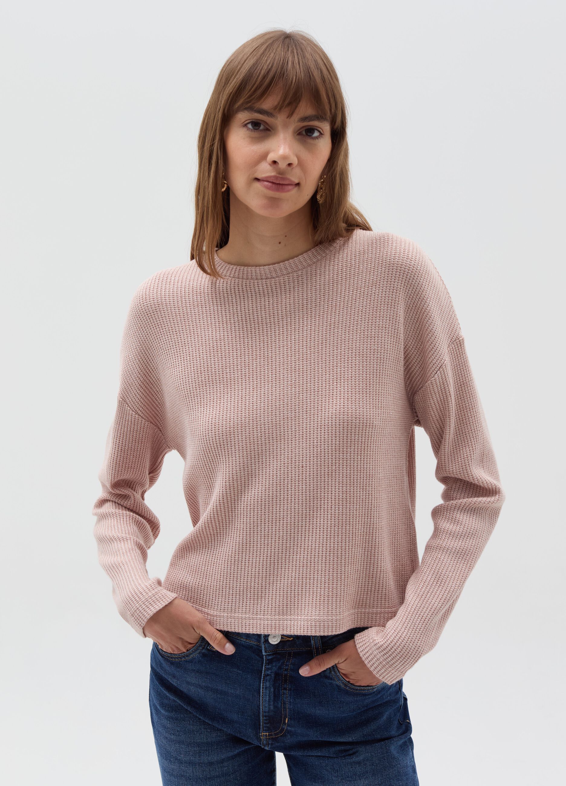 Flat ribbed top with lurex