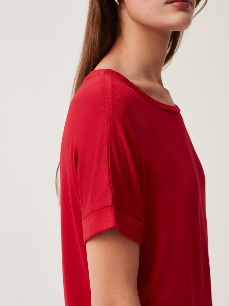 Stretch viscose  T-shirt with round neck_3