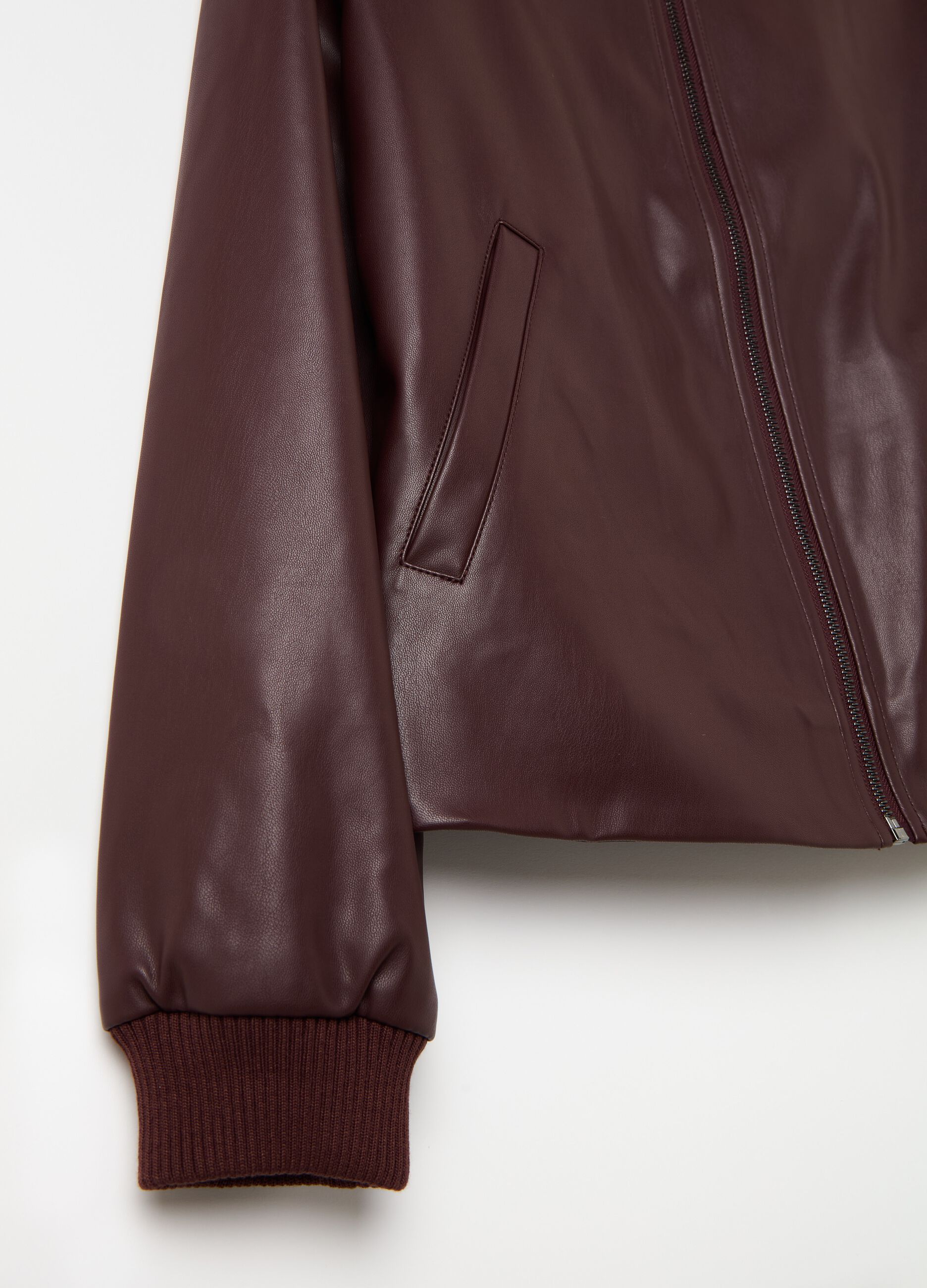 Glossy-effect bomber jacket with zip