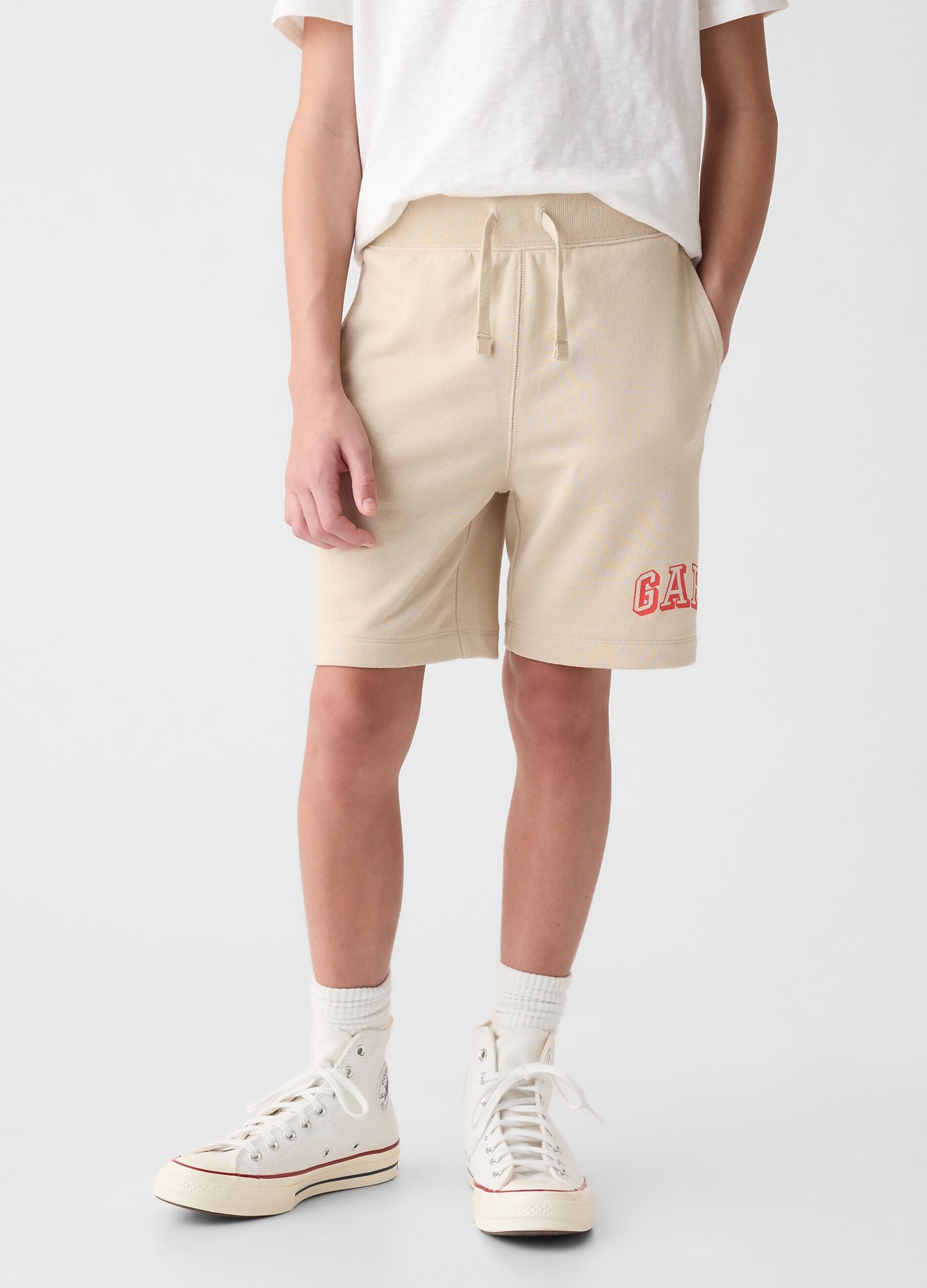 Bermuda joggers in French terry with logo print