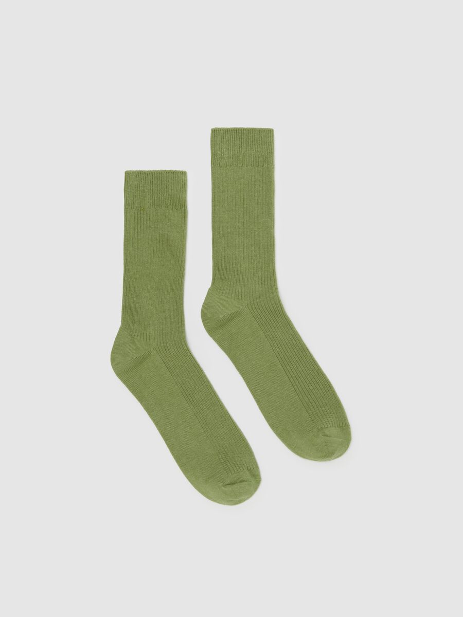 Stretch midi socks with ribbing_0