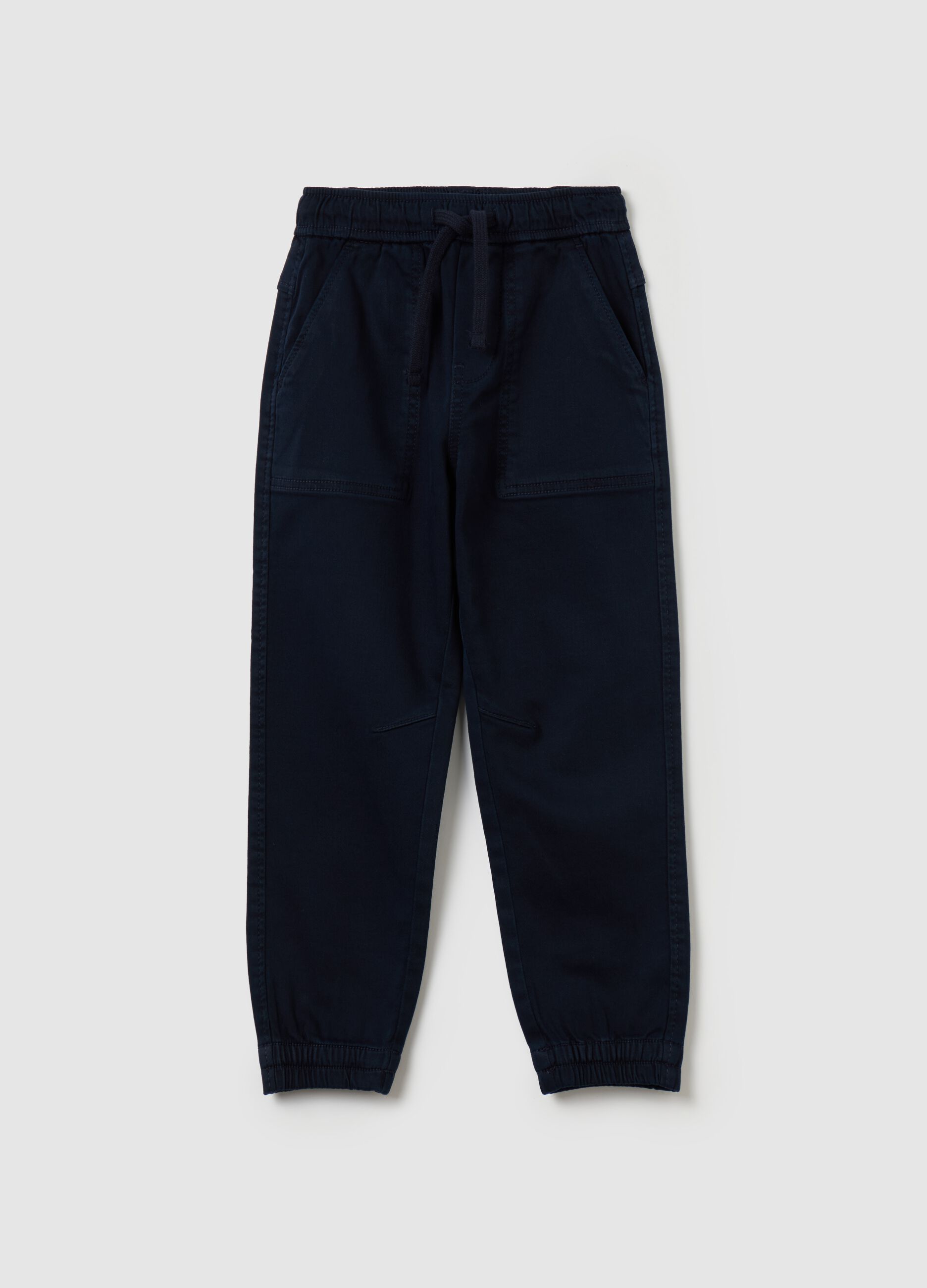 Stretch cotton joggers with drawstring