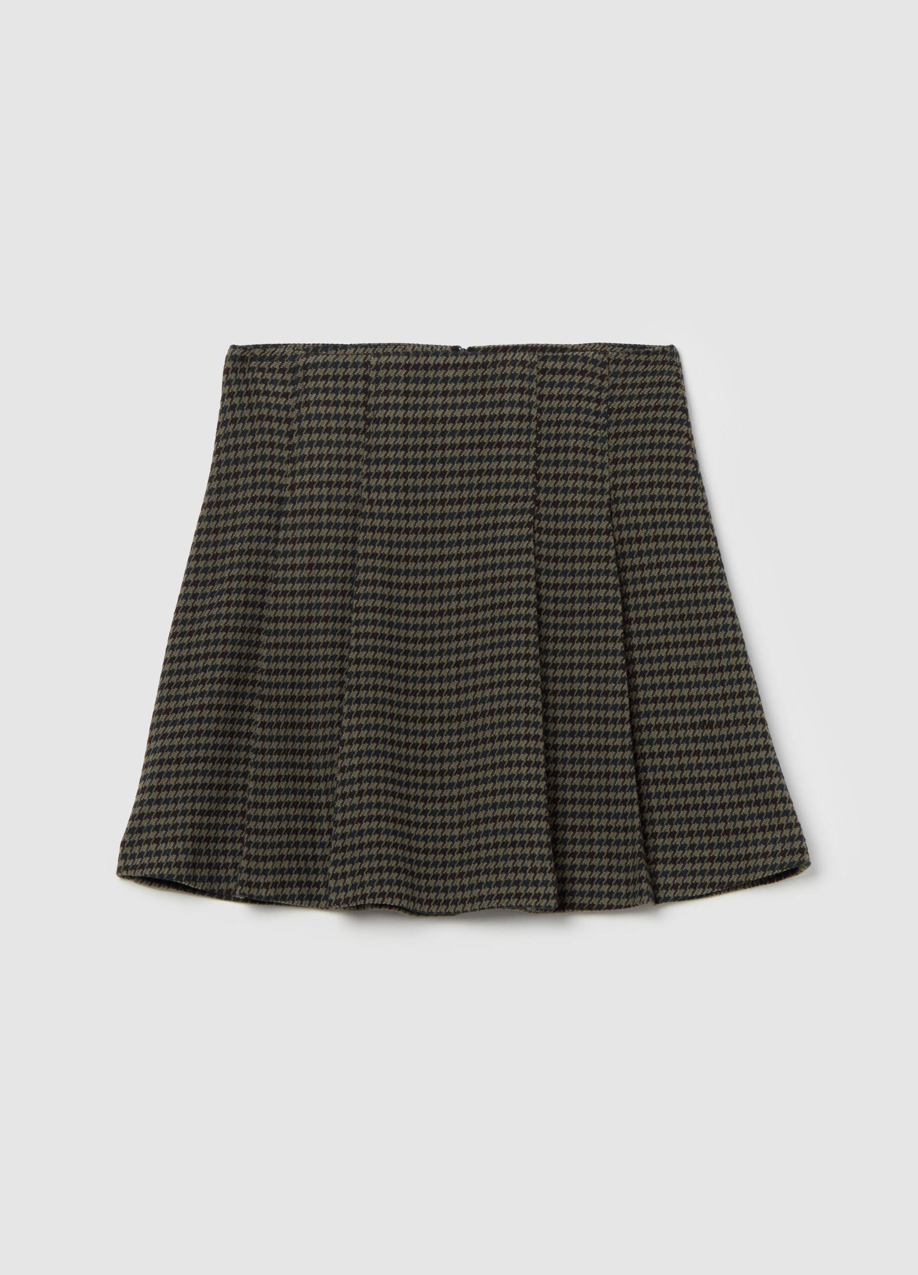 Houndstooth miniskirt with darts