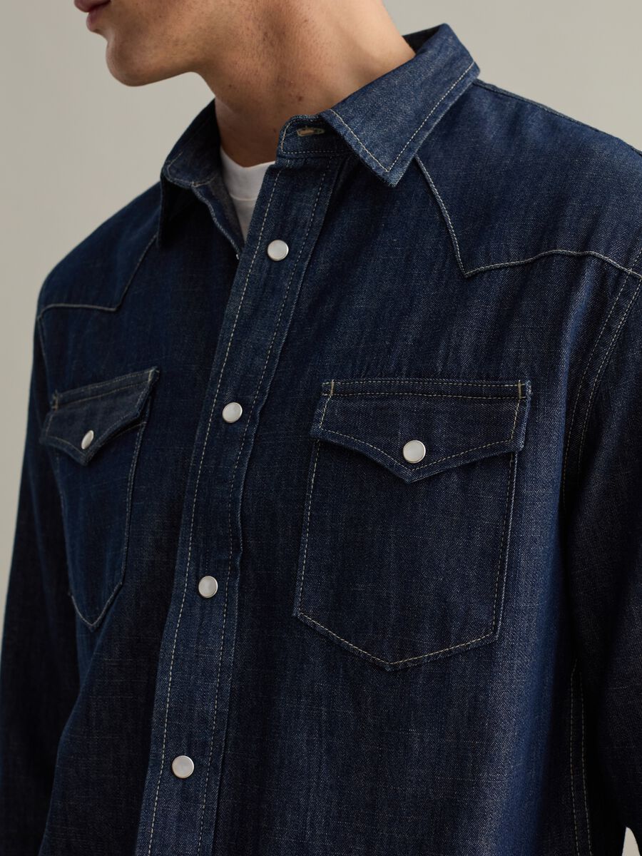 Western shirt in rinsed denim_3