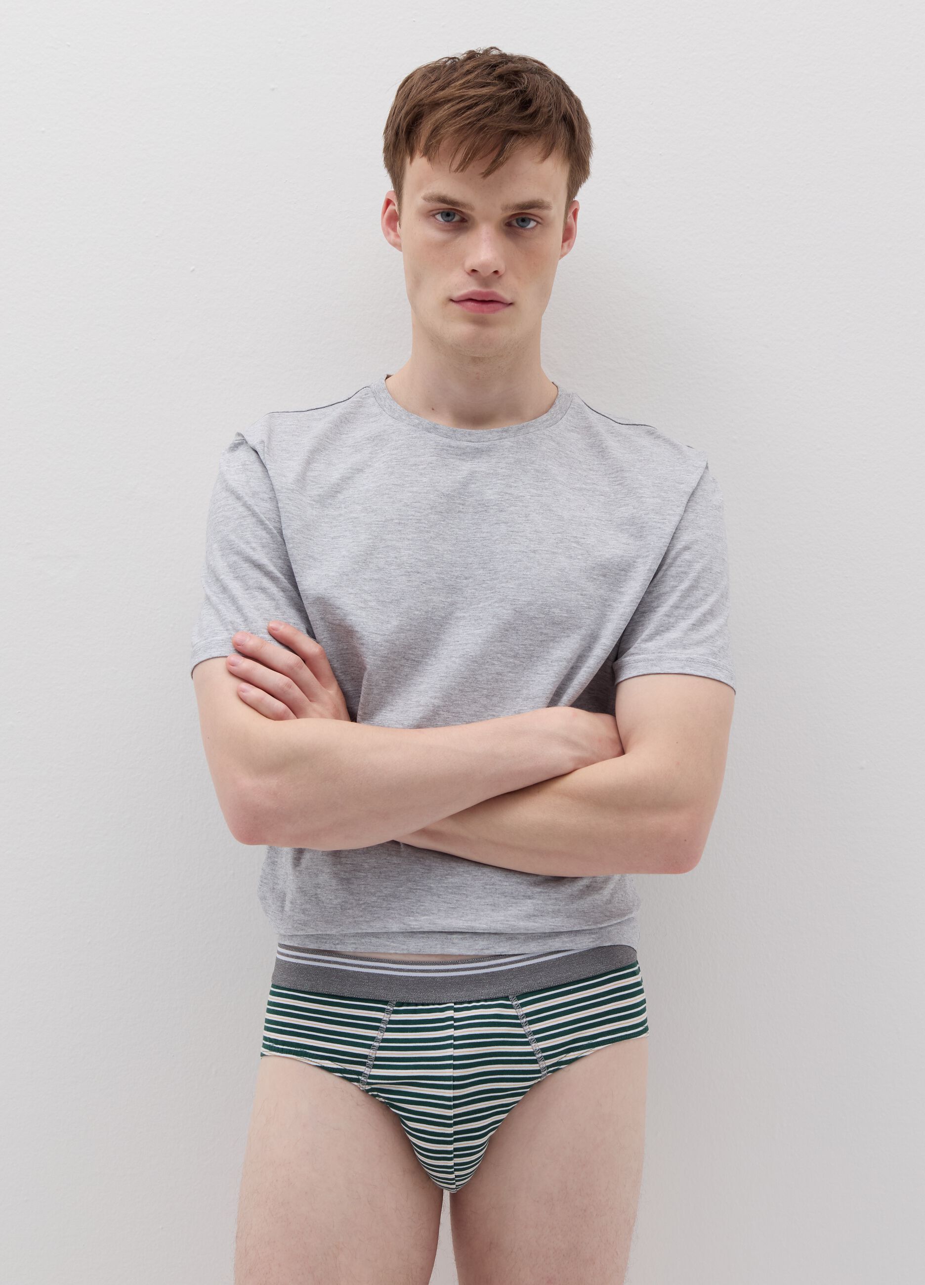 Three-pack briefs with striped edging