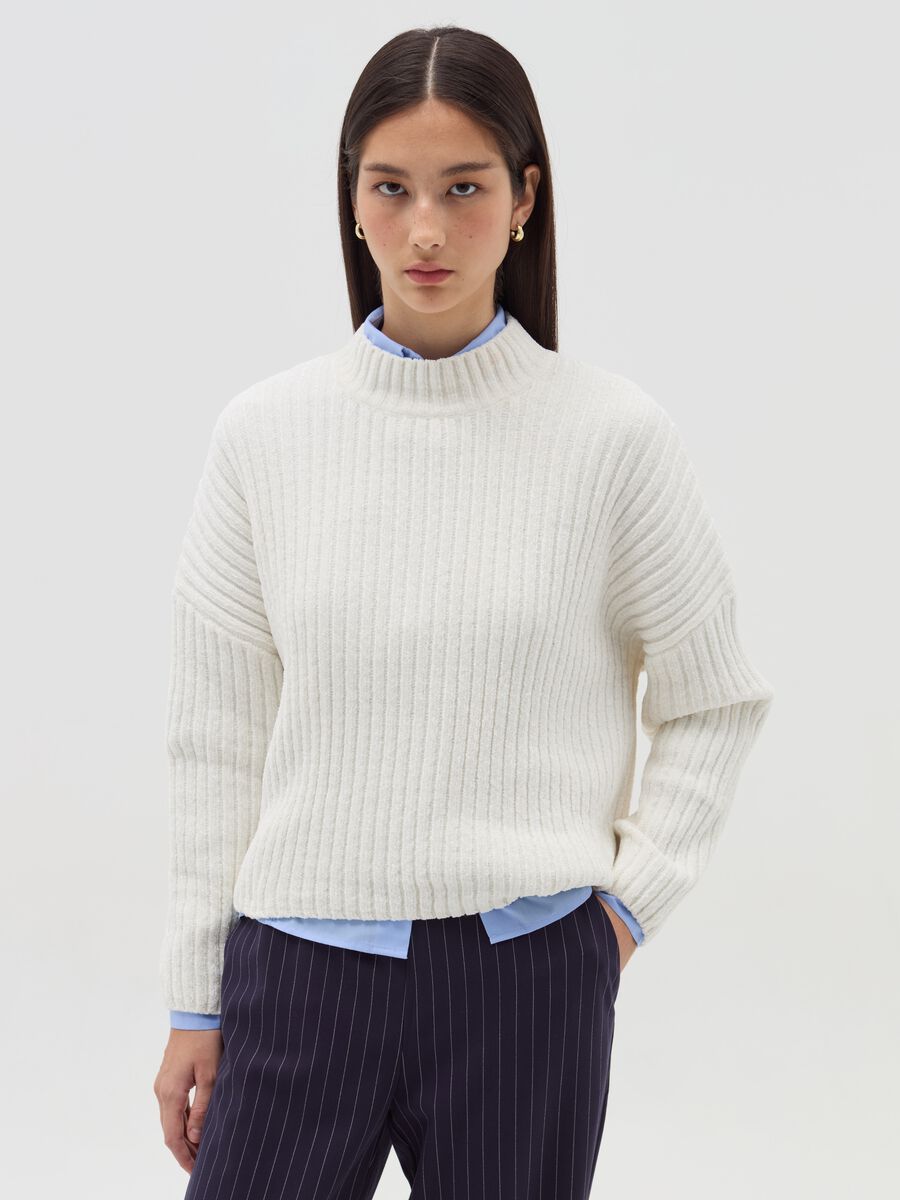 Chenille pullover with mock neck_1