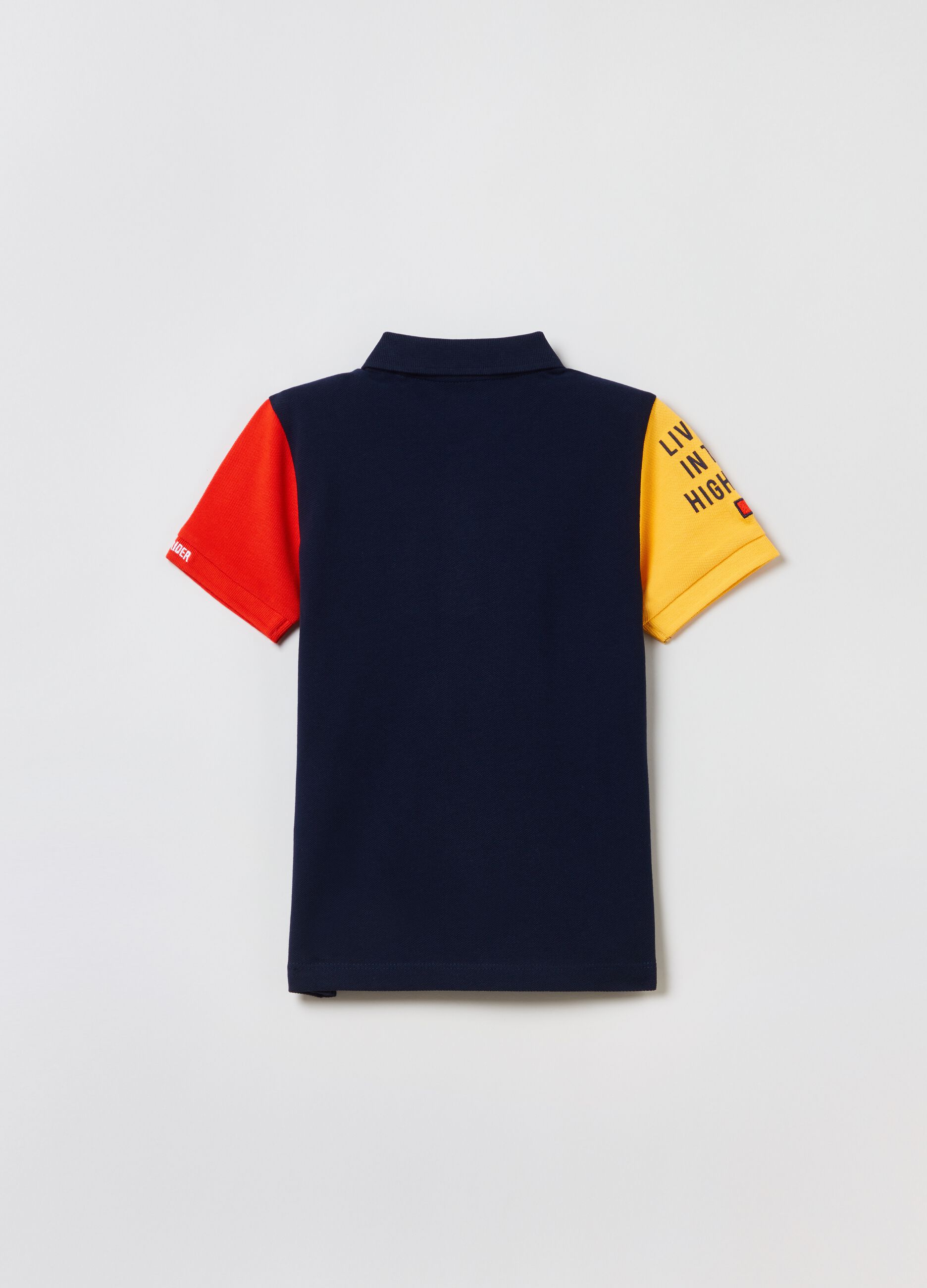 Piquet polo shirt with lettering print