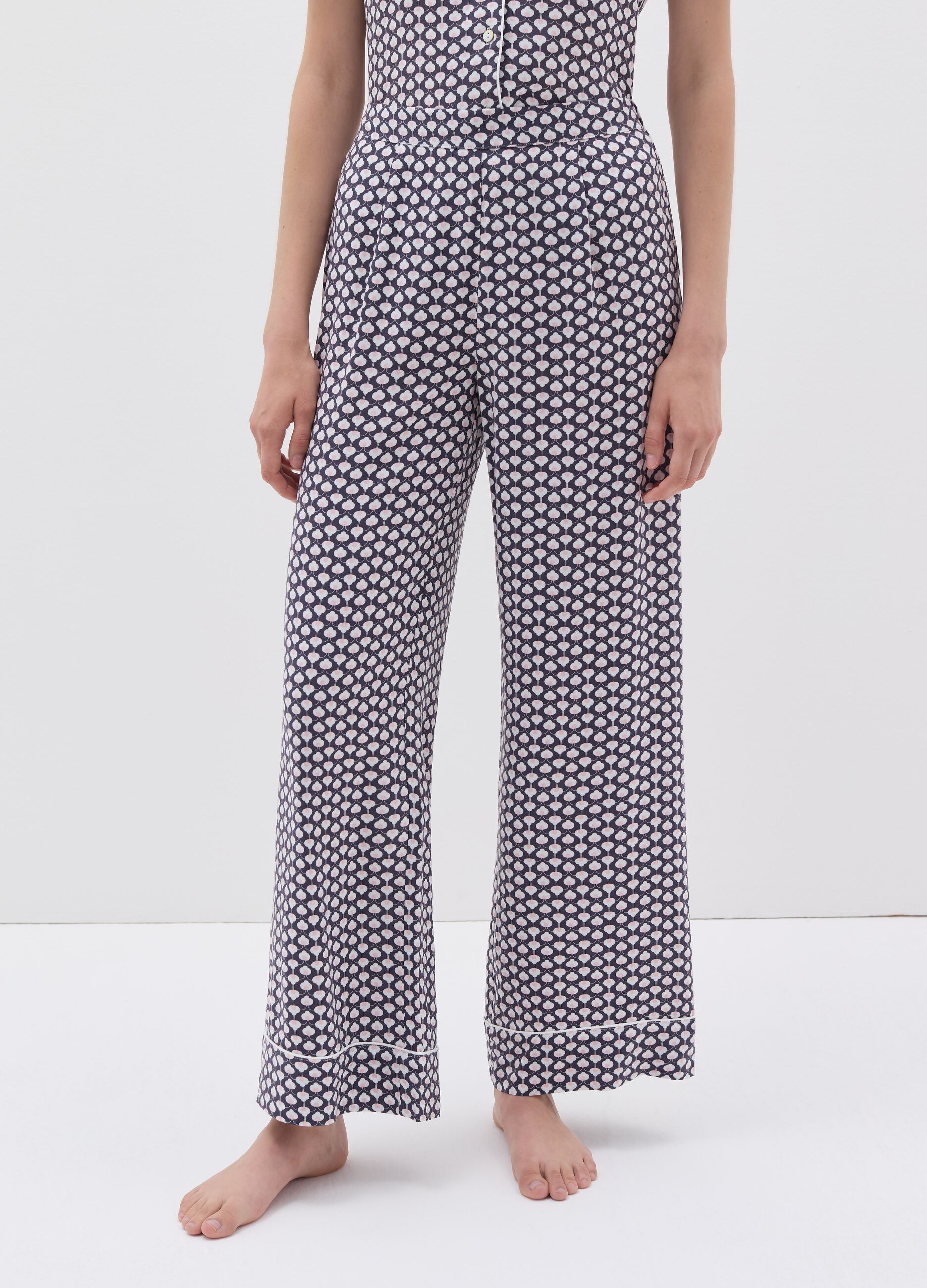 Pyjama trousers in viscose with print