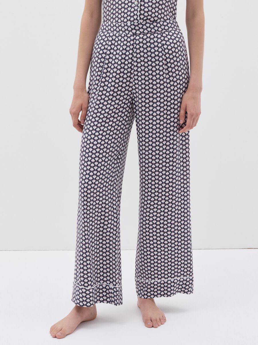 Pyjama trousers in viscose with print_1