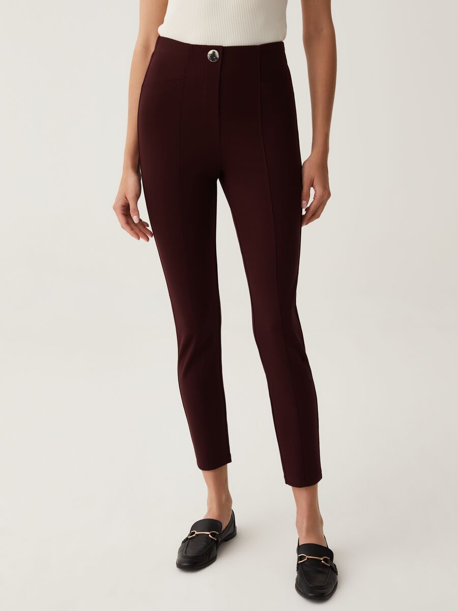 Stretch leggings with button_1