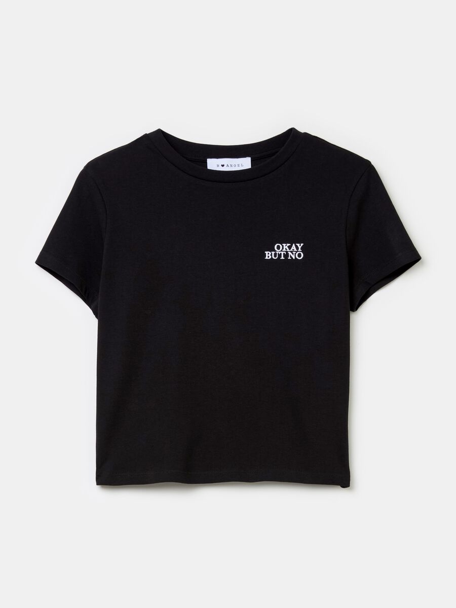 Crop T-shirt with lettering embroidery_4