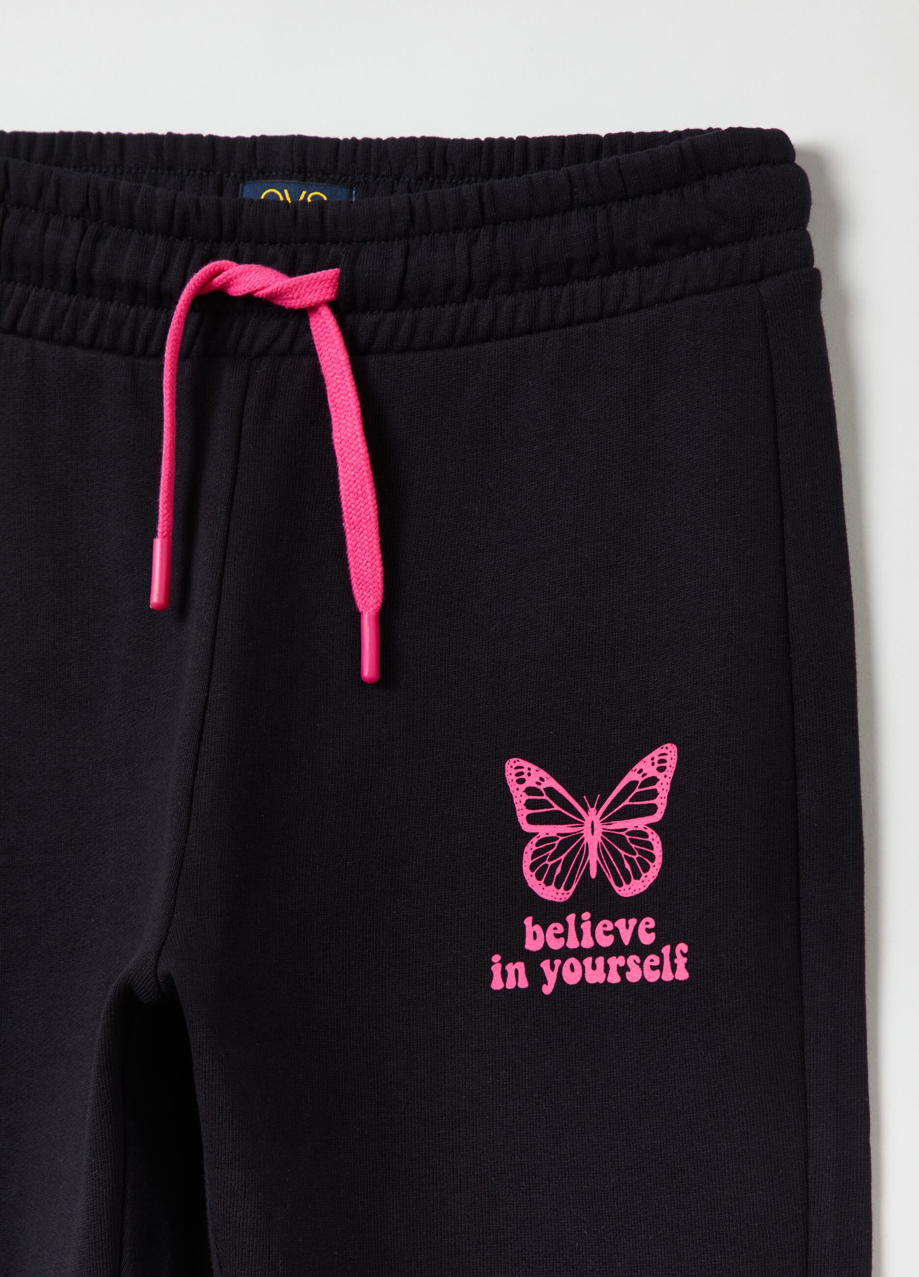 Plush joggers with butterfly print