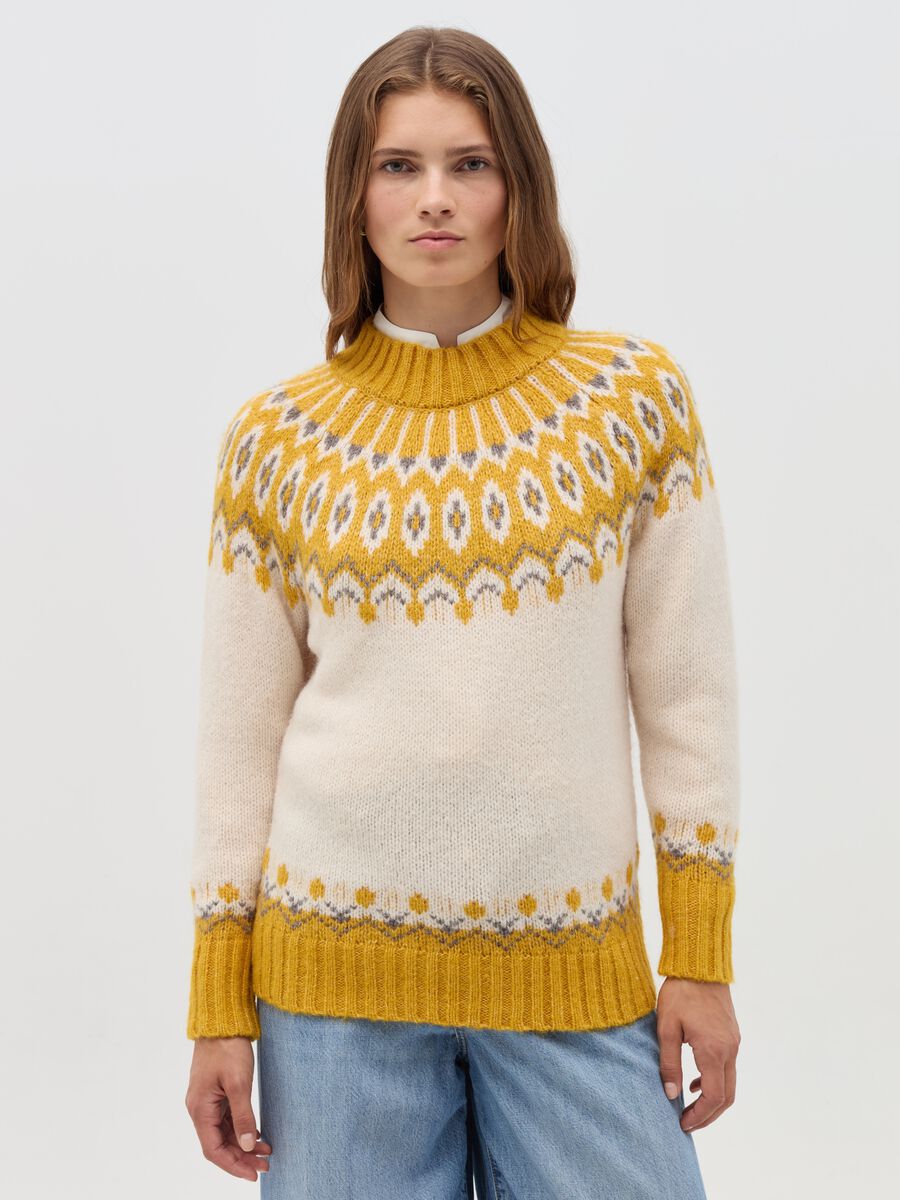 Pullover mock neck con disegno jacquard_1