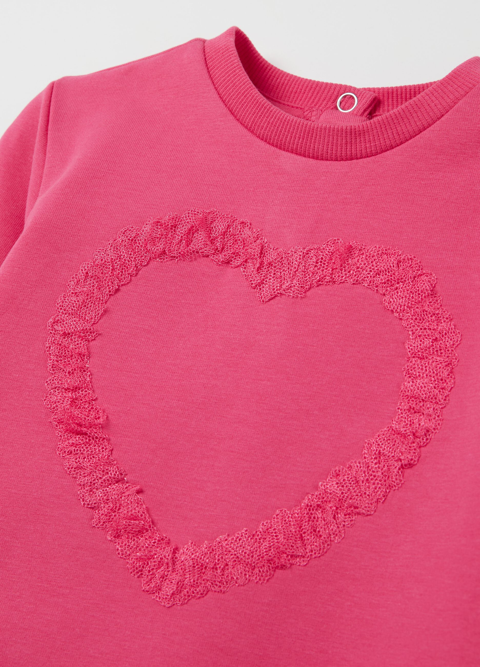 French terry sweatshirt with tulle heart