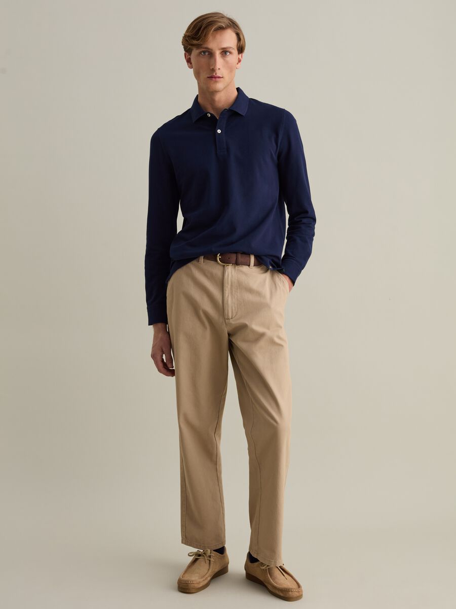 Long-sleeved polo shirt in piquet_0