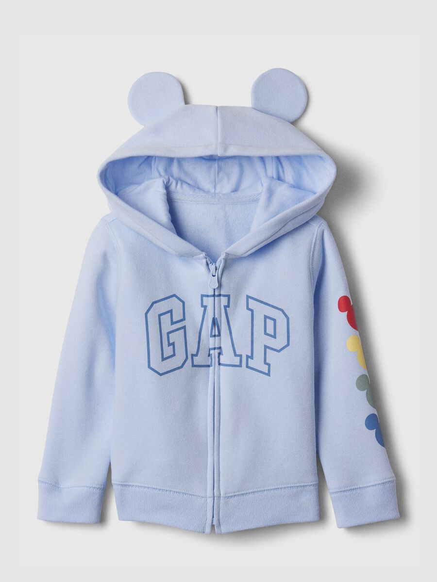 Full-zip sweatshirt with hood and Disney Mickey Mouse and logo print_0