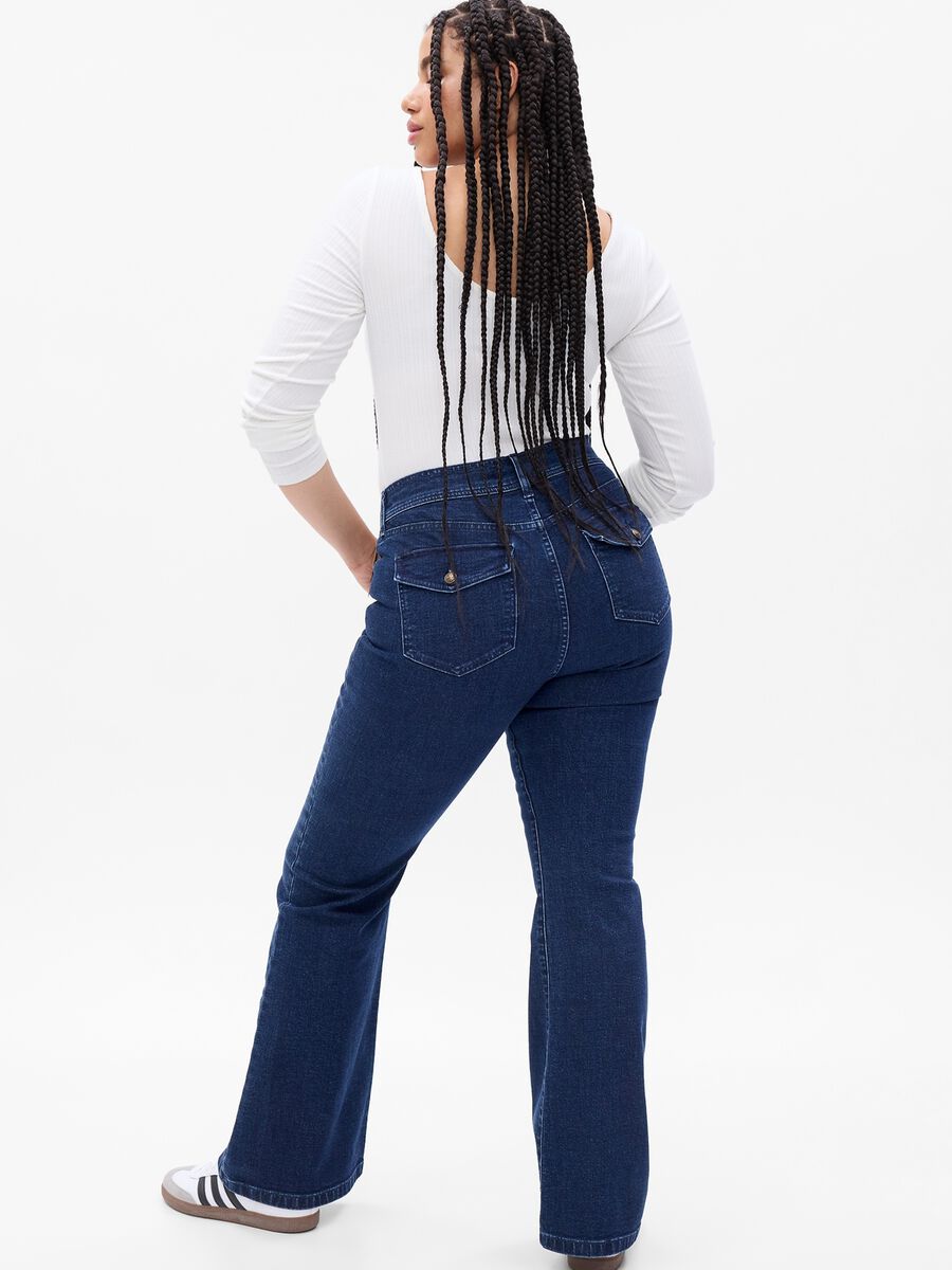 High-rise flare-fit jeans with buttons_4