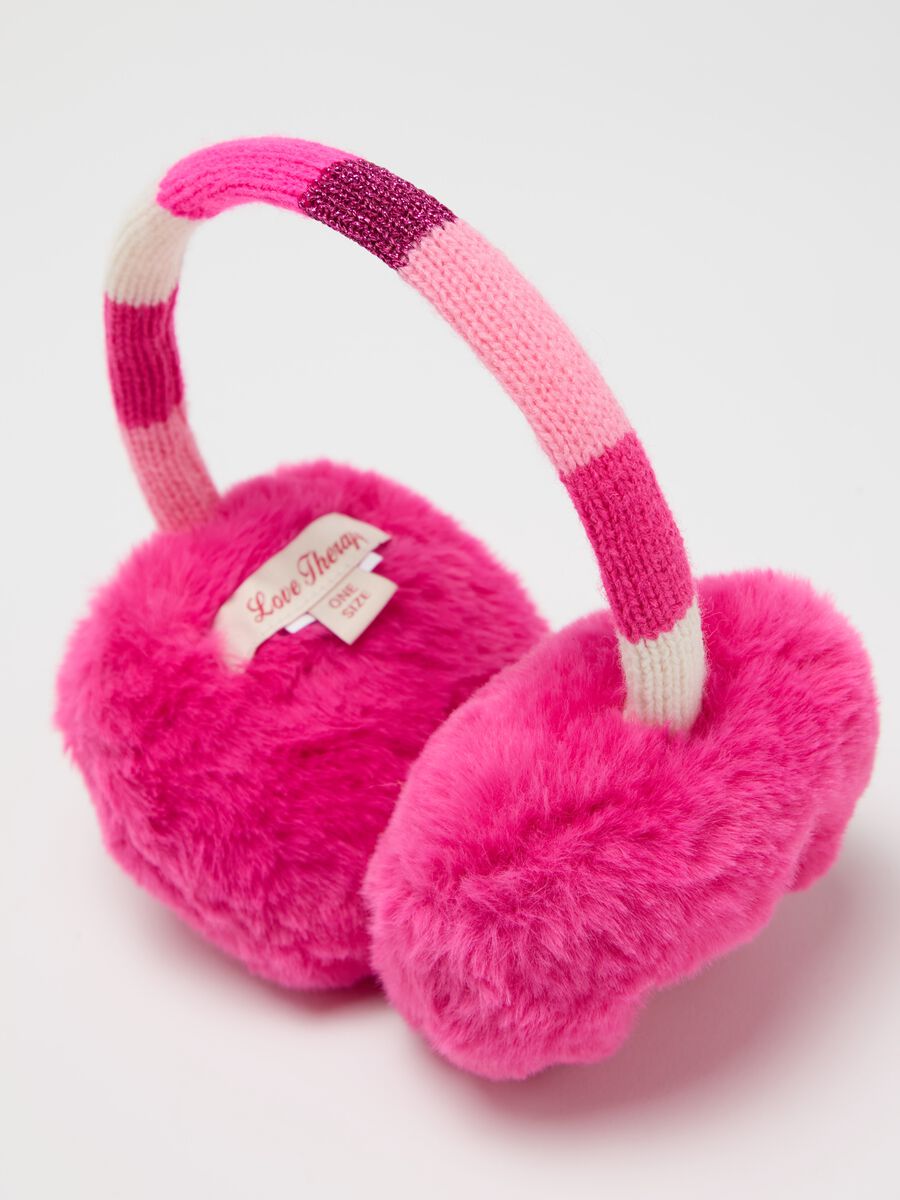 Faux fur ear muffs with patch_2