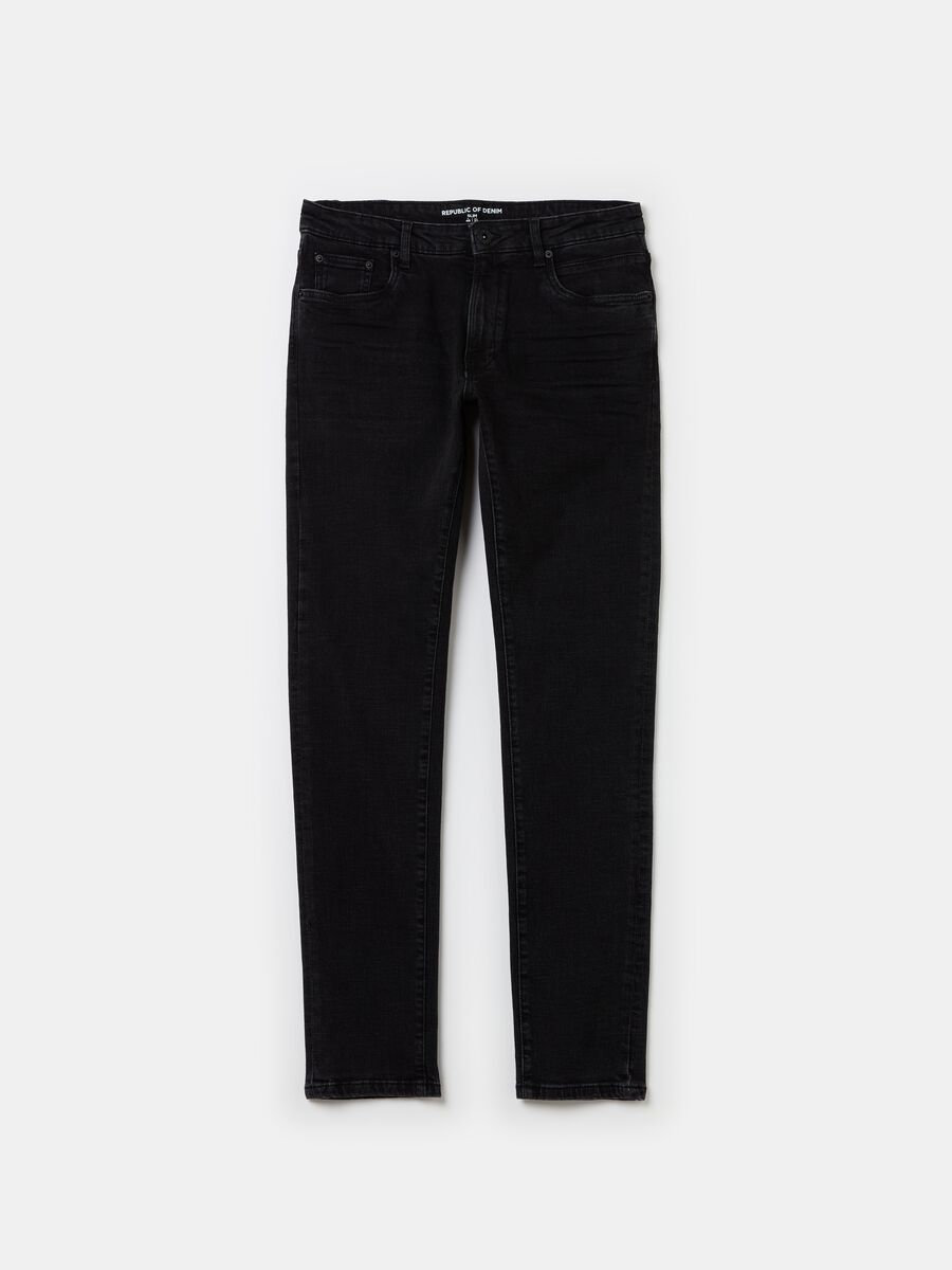 Slim-fit cross-hatch cotton jeans_4