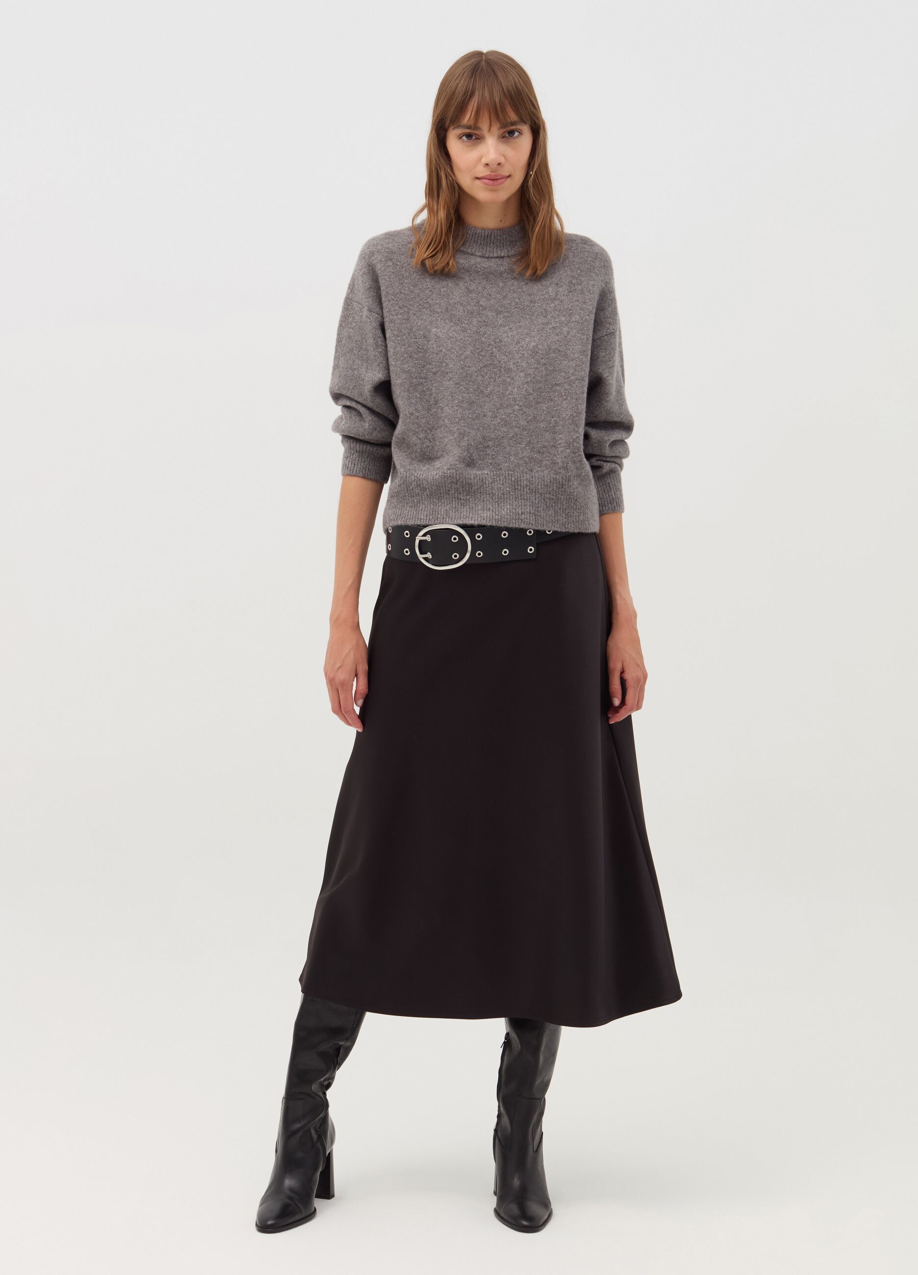 Mélange pullover with mock neck