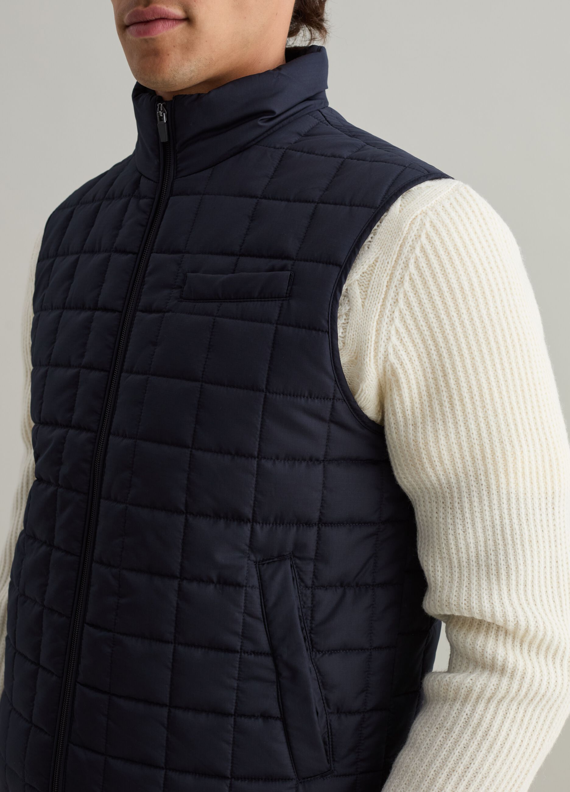 Contemporary gilet with ripstop weave