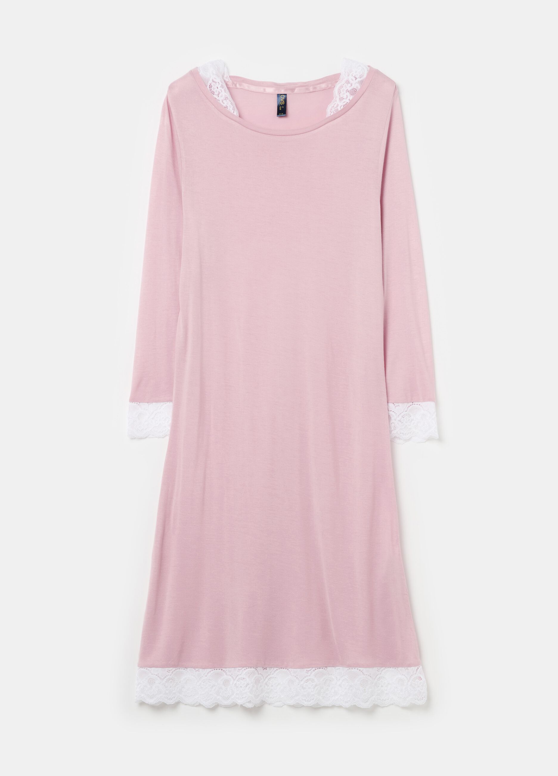 Nightdress with contrasting lace