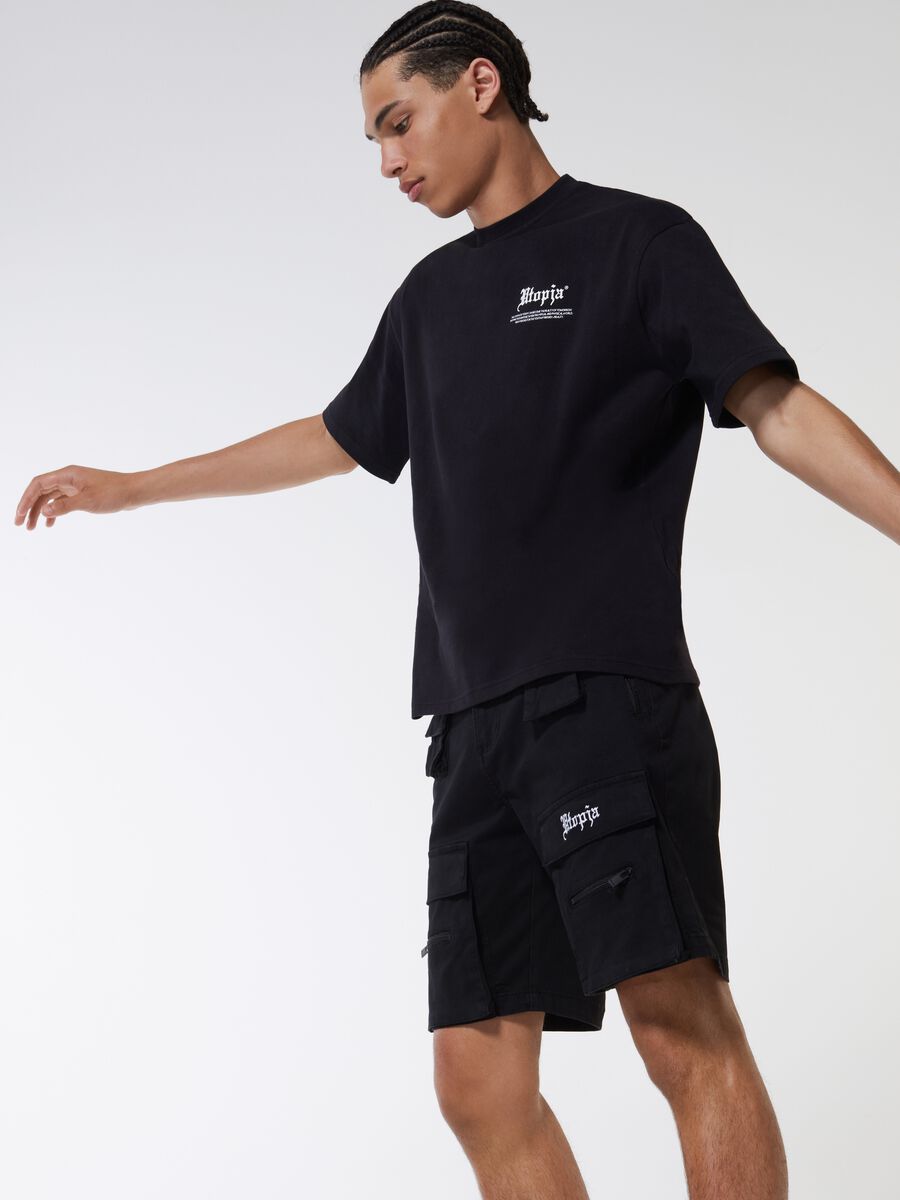 Multi Pocket Cargo Shorts Black_0